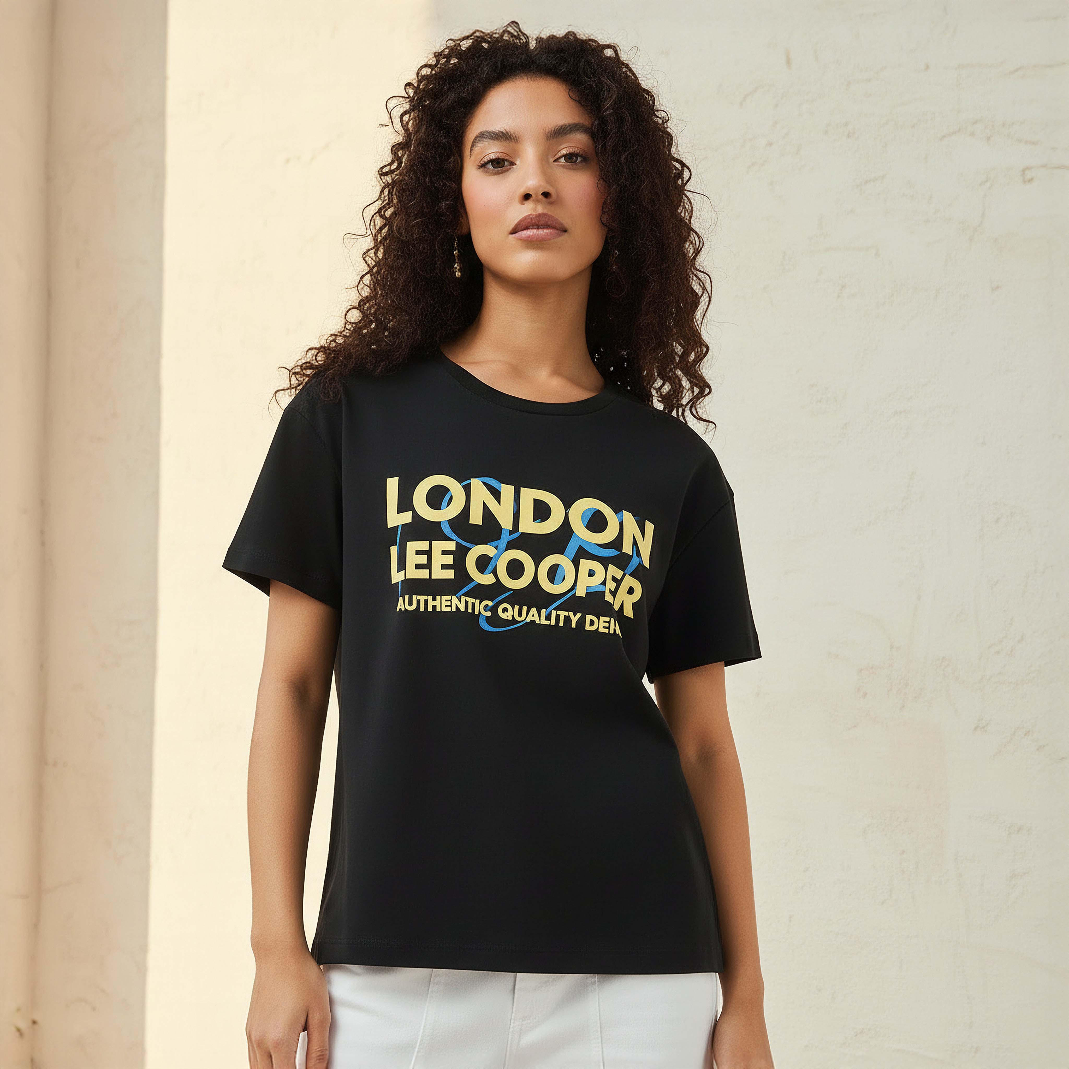 Lee Cooper Cotton T-shirt with Logo Print-women-clothing-tshirts-image-1