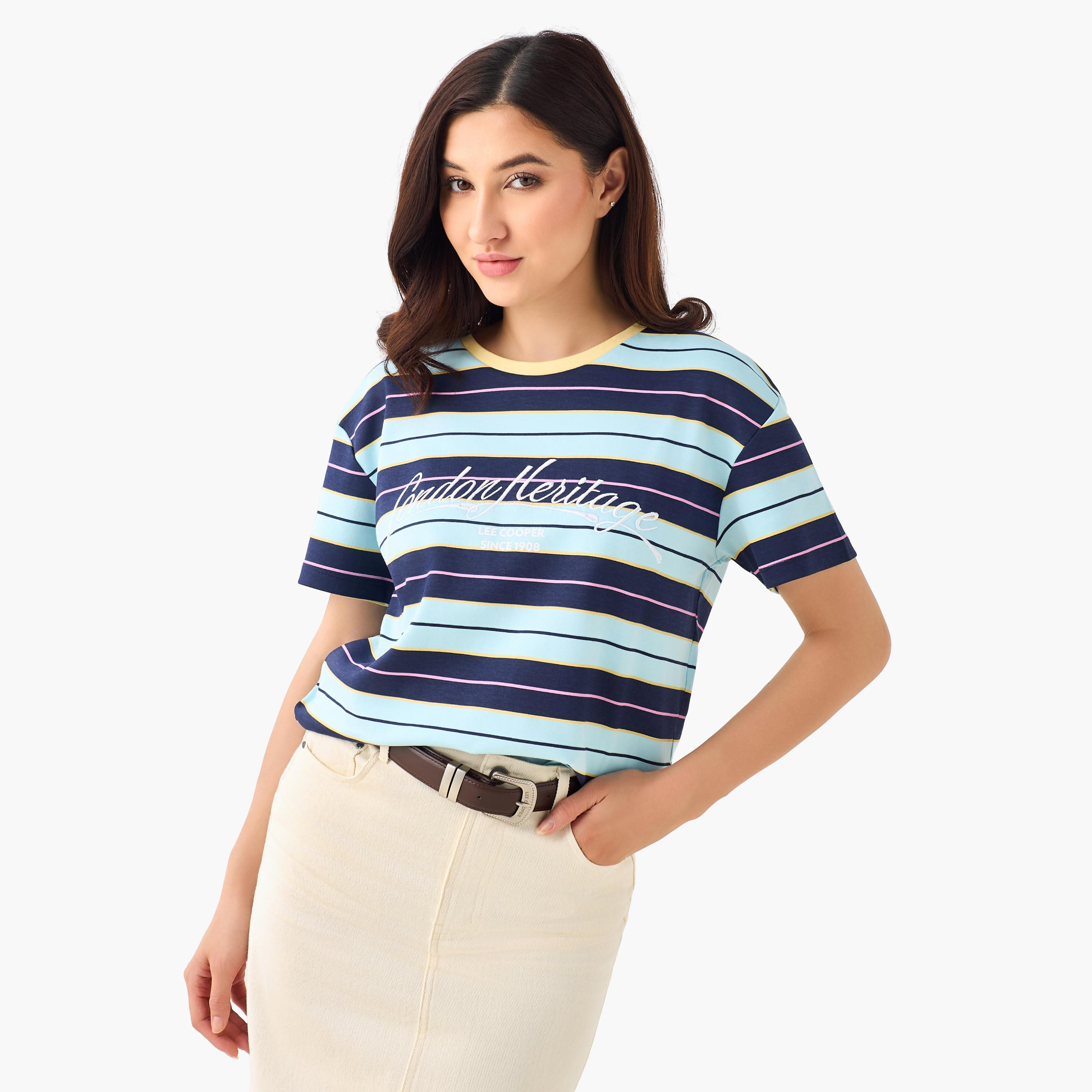 تيشيرت قطن بطبعات شعار من لي كوبر-women-clothing-tshirts-image-2