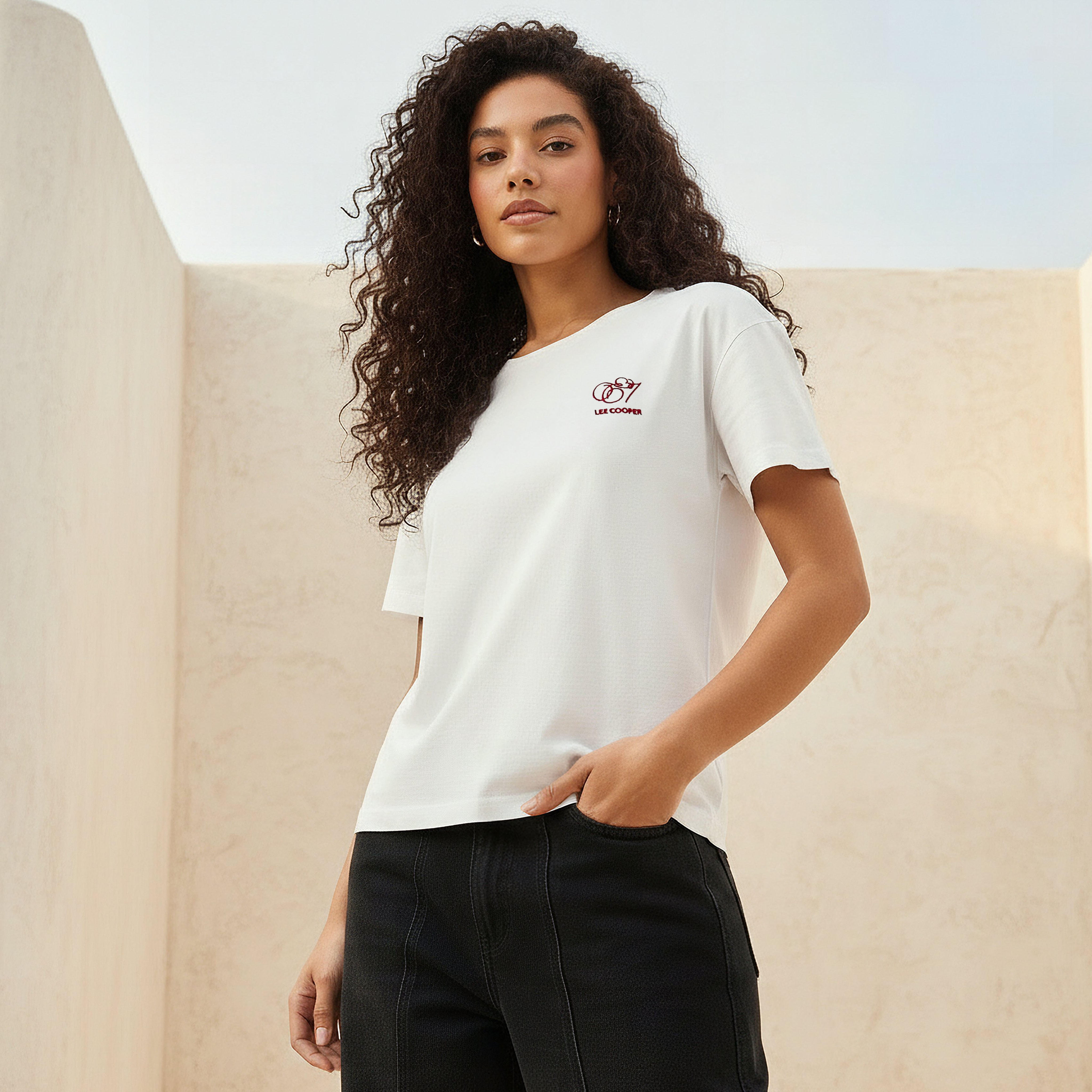 Lee Cooper Cotton T-shirt with Logo Print-women-clothing-tshirts-image-1