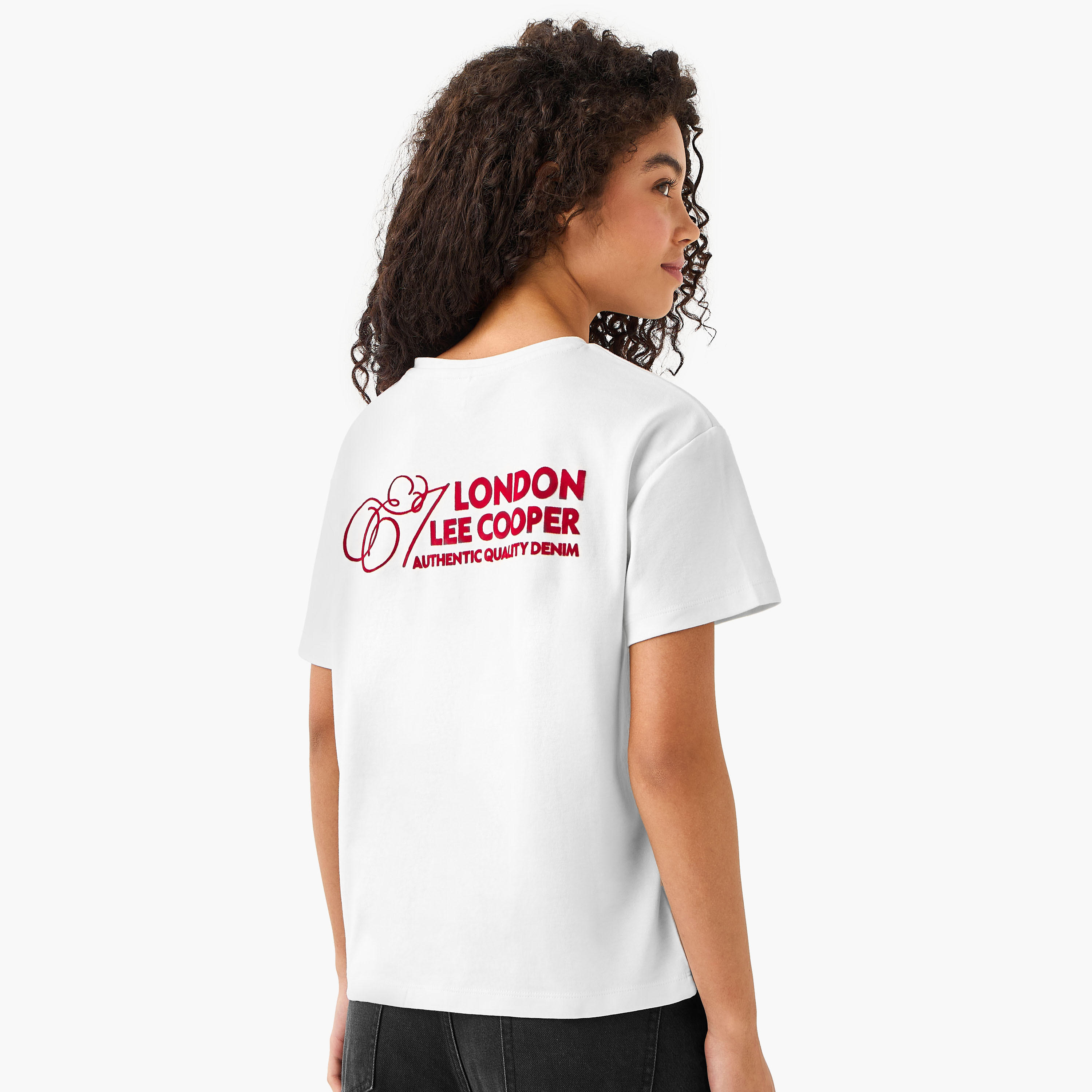 Lee Cooper Cotton T-shirt with Logo Print-women-clothing-tshirts-image-5