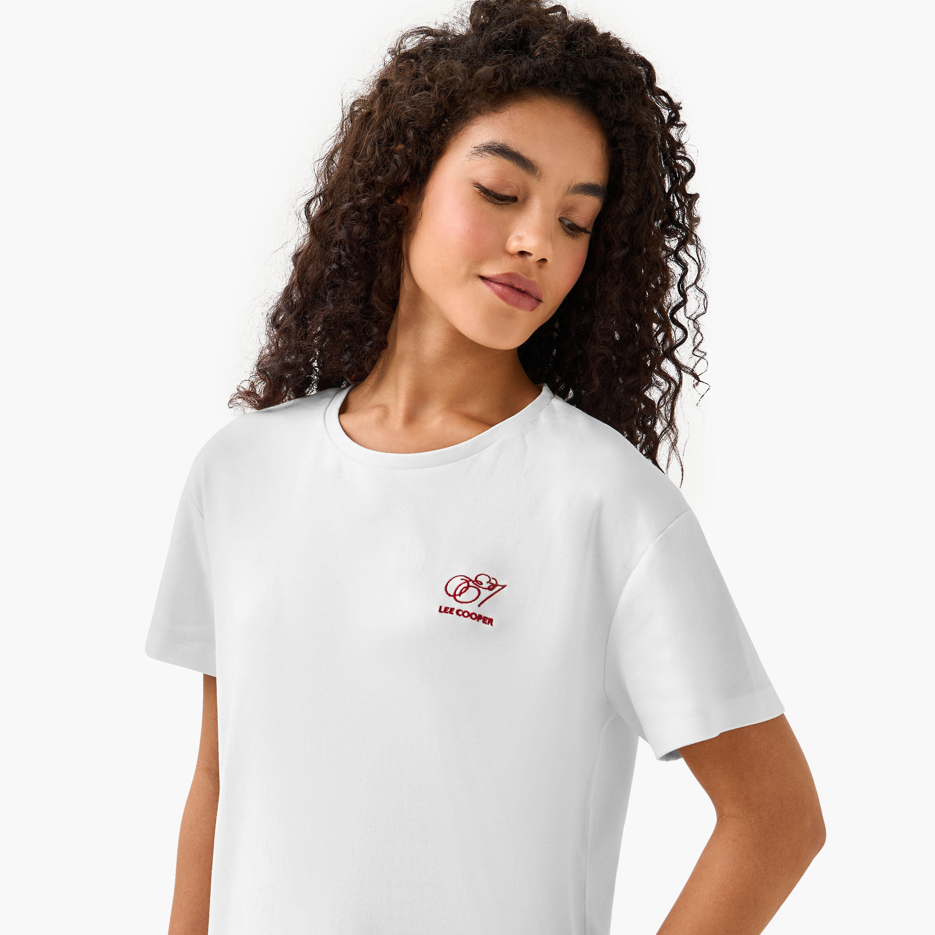 Lee Cooper Cotton T-shirt with Logo Print-women-clothing-tshirts-image-6