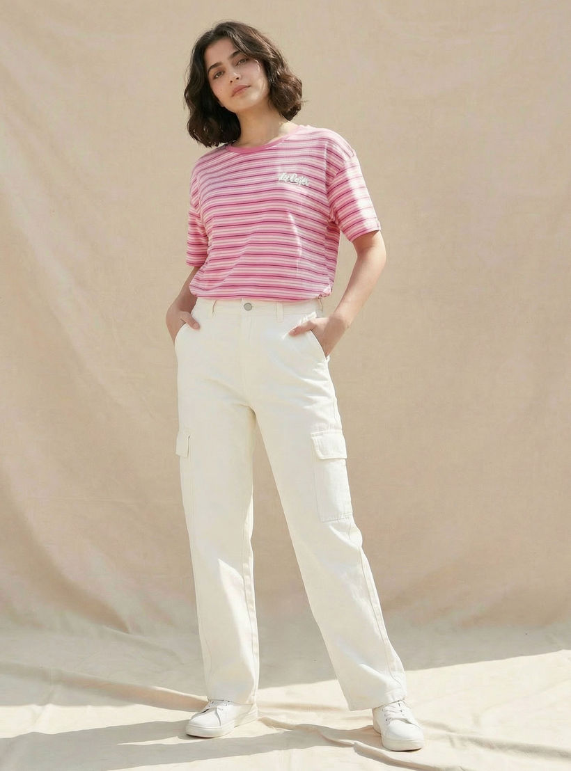 Lee Cooper Cotton T-shirt with Logo Print-women-clothing-tshirts-image-4