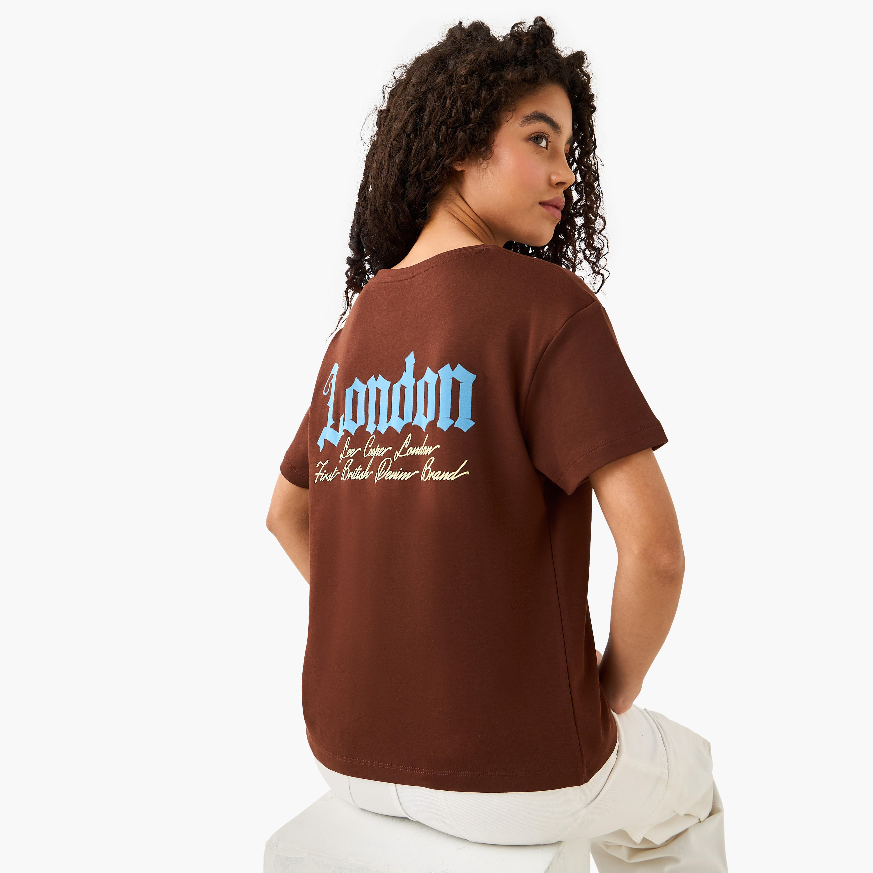 Lee Cooper Cotton T-shirt with Logo Print-women-clothing-tshirts-image-6
