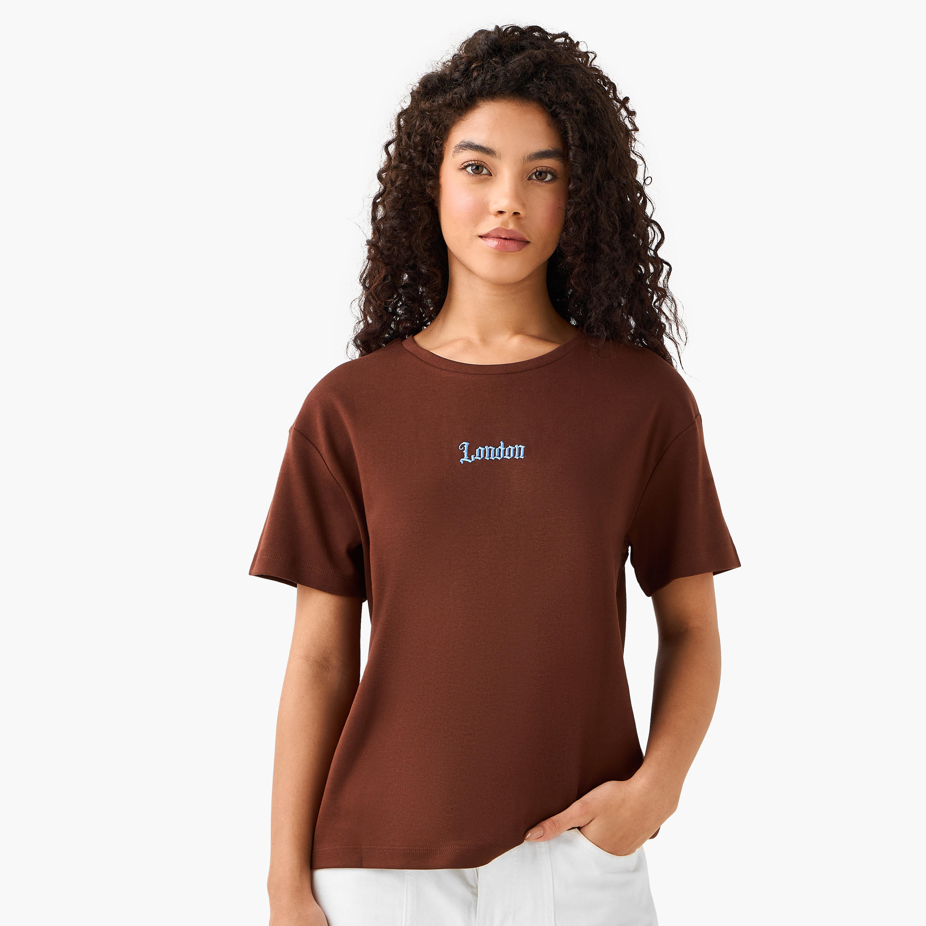 Lee Cooper Cotton T-shirt with Logo Print-women-clothing-tshirts-image-3