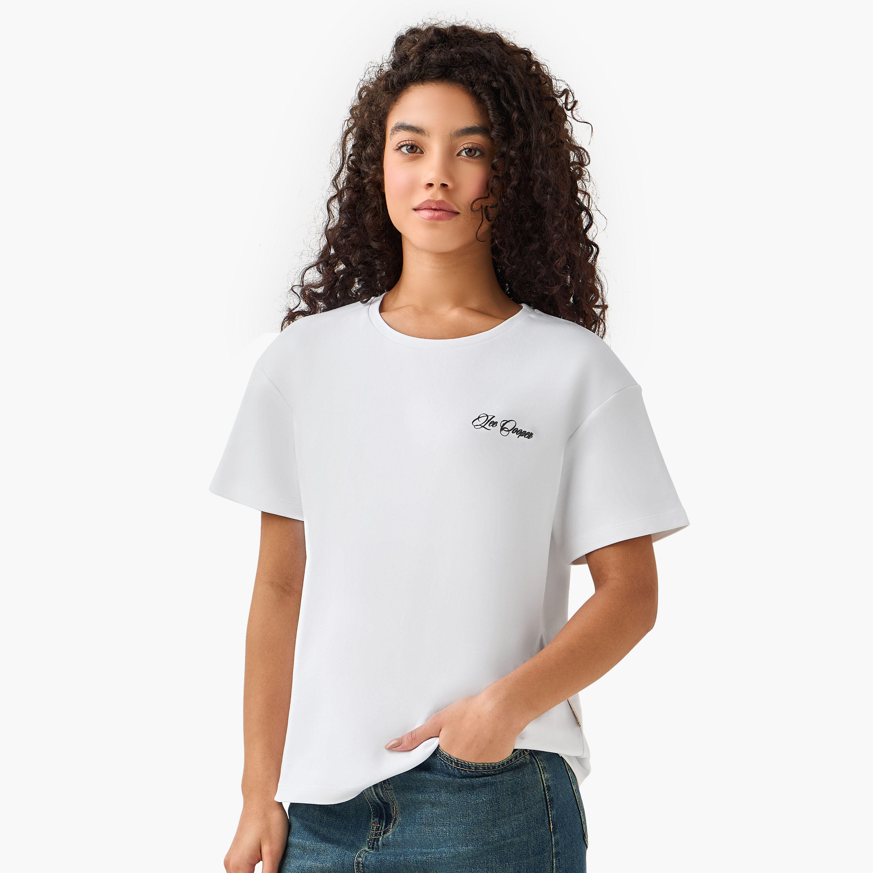 Lee Cooper Cotton T-shirt with Logo Print-women-clothing-tshirts-image-2