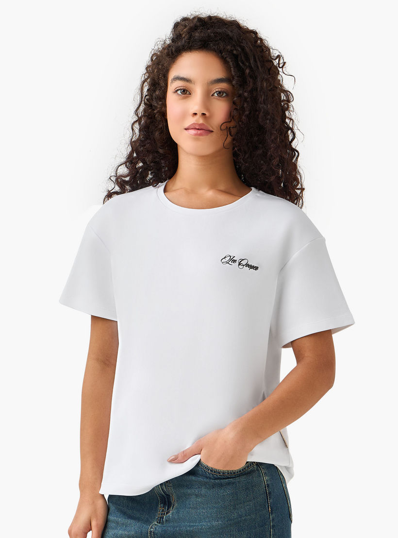 Lee Cooper Cotton T-shirt with Logo Print-women-clothing-tshirts-image-2