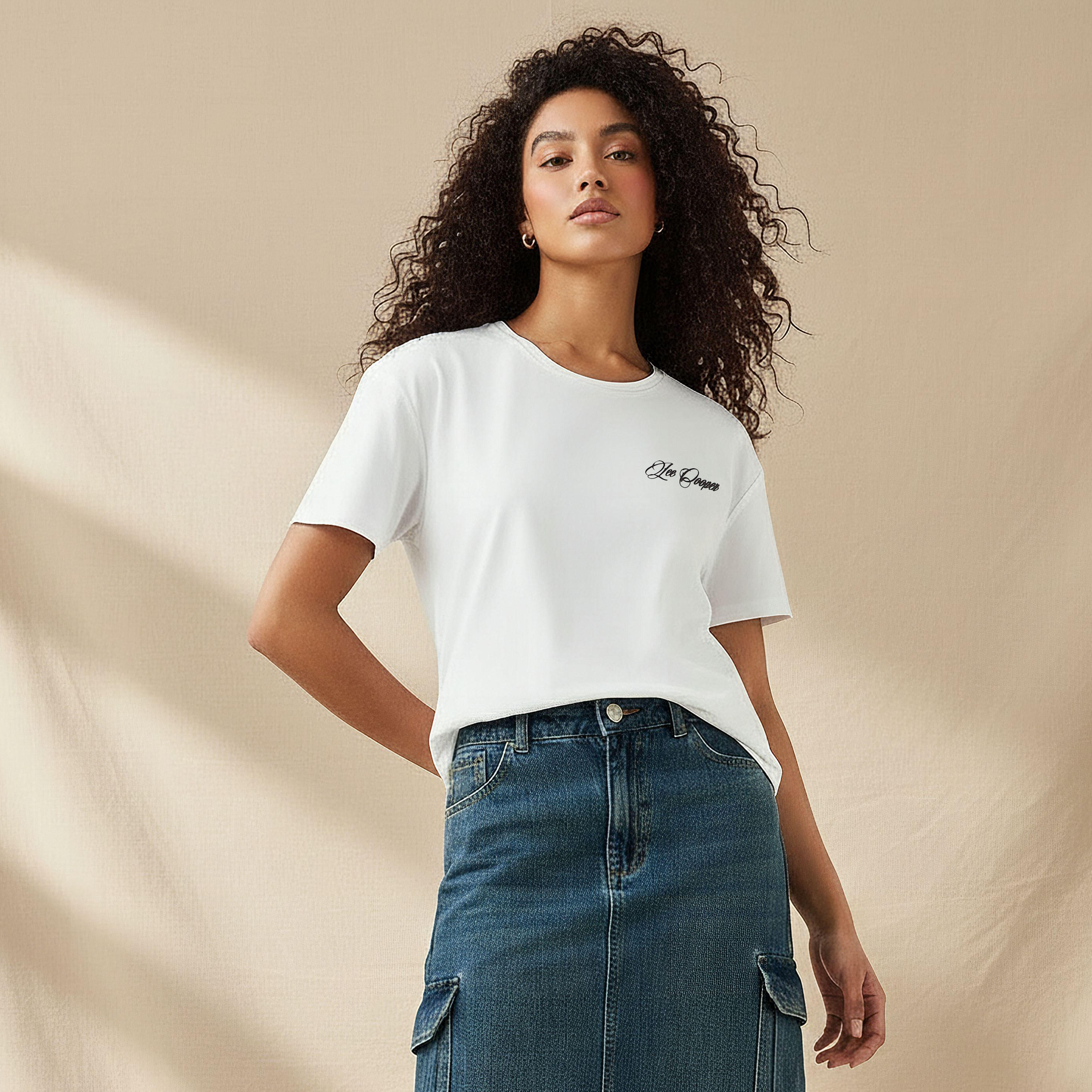 Lee Cooper Cotton T-shirt with Logo Print-women-clothing-tshirts-image-1