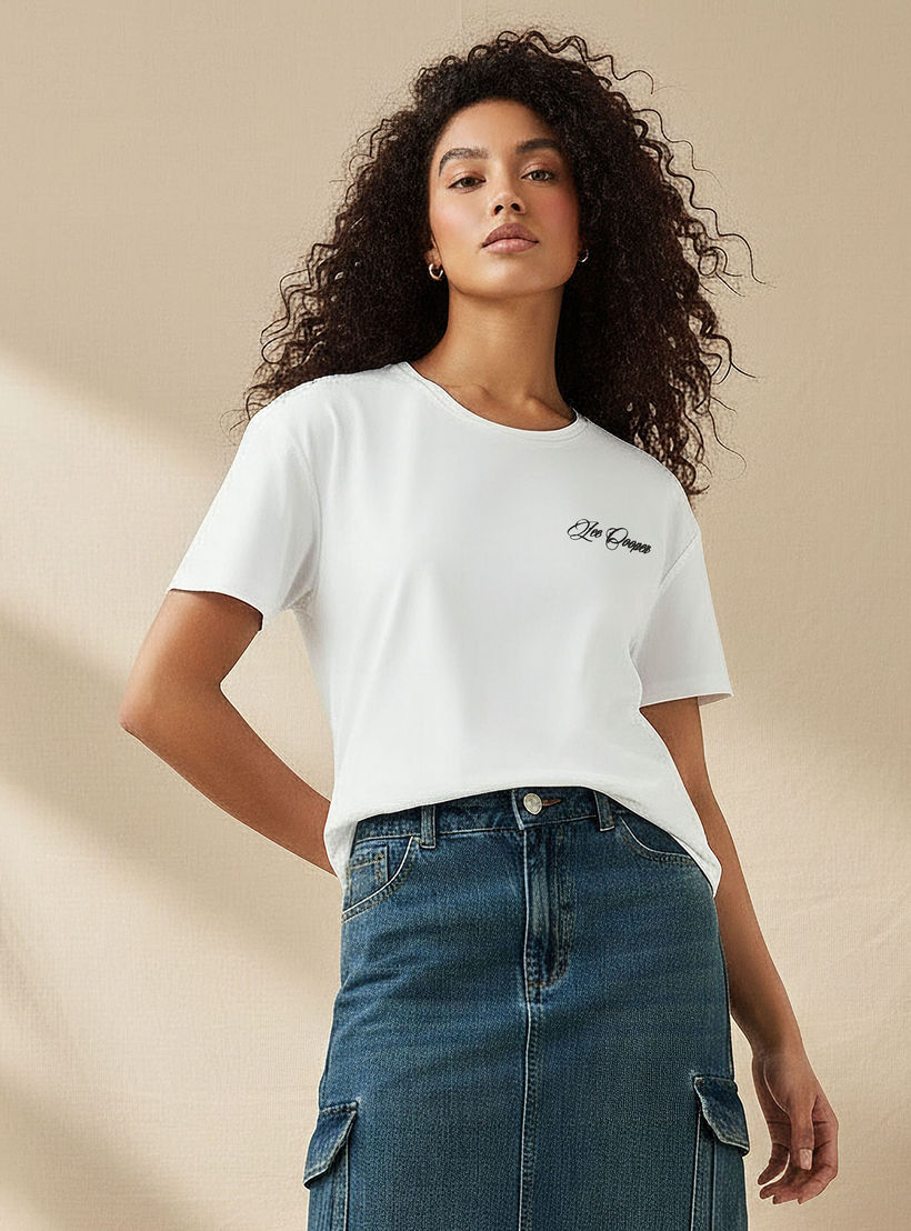 Lee Cooper Cotton T-shirt with Logo Print-women-clothing-tshirts-image-1
