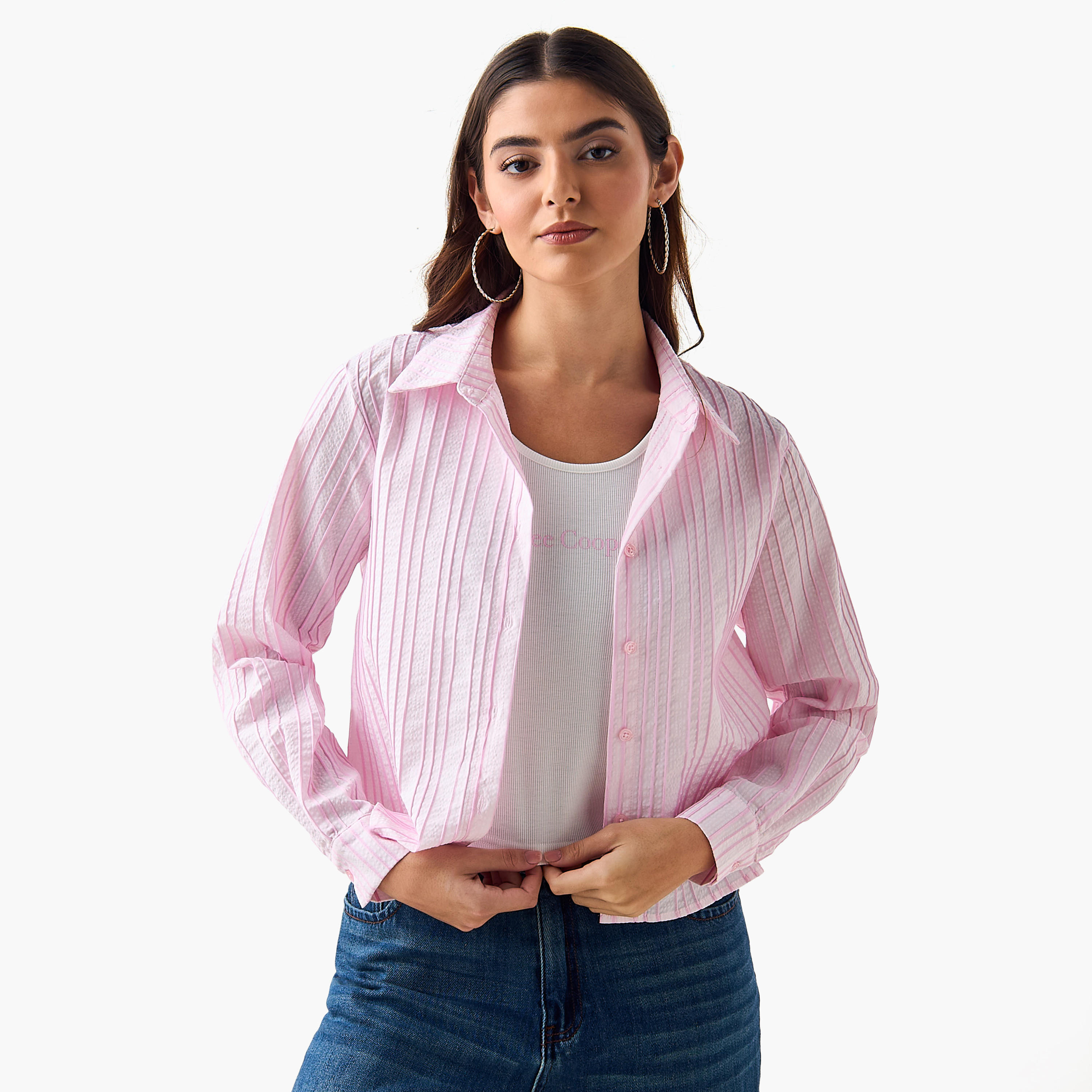 Lee Cooper Cotton Shirt with Stripe Texture-women-clothing-shirtsandblouses-shirts-image-2