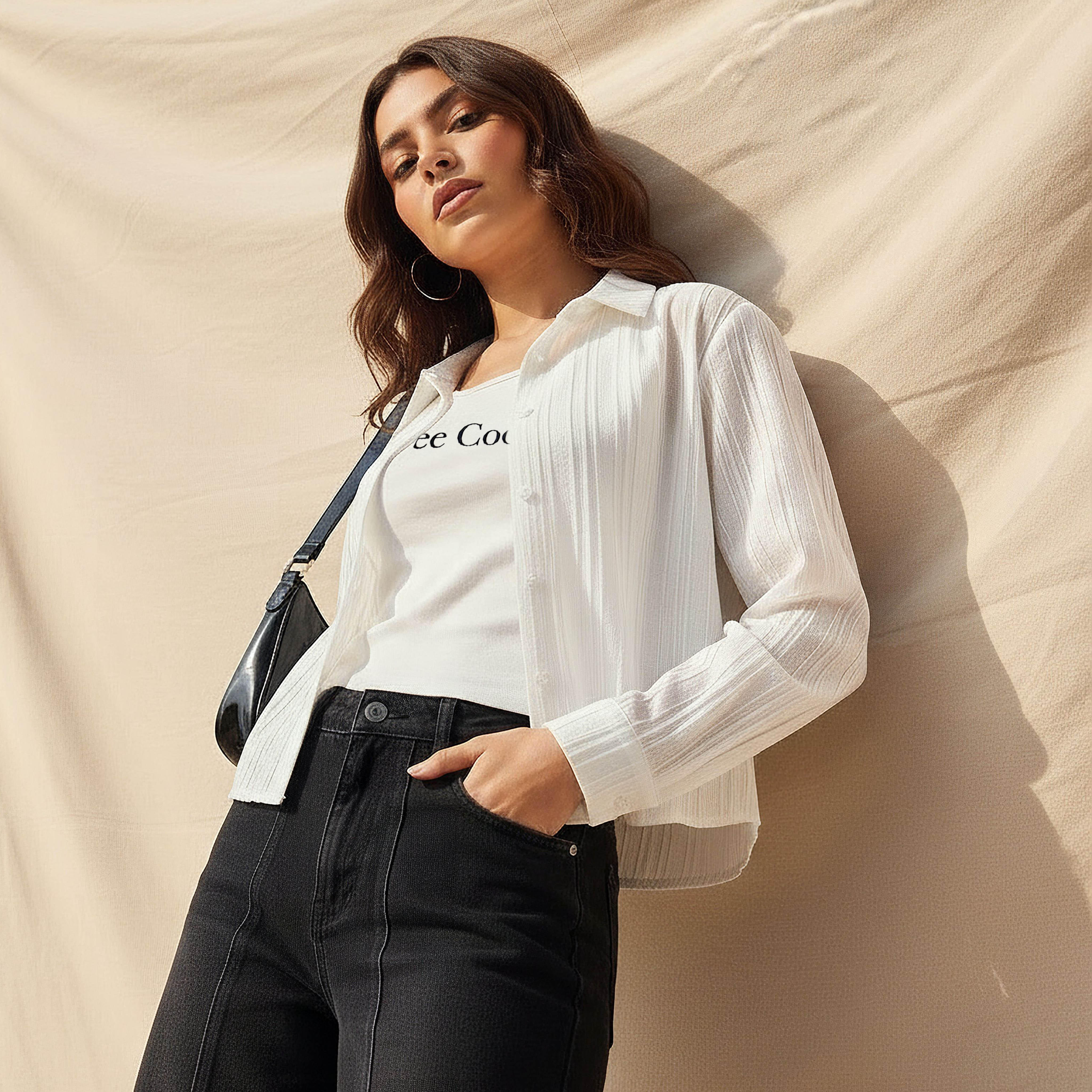Lee Cooper Cotton Shirt with Stripe Texture-women-clothing-shirtsandblouses-shirts-image-1