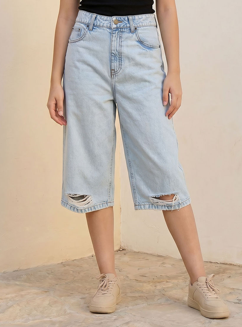 بنطلون كابري بتصميم عتيق وخصر عالي من لي كوبر-women-clothing-bottoms-jeans-image-1