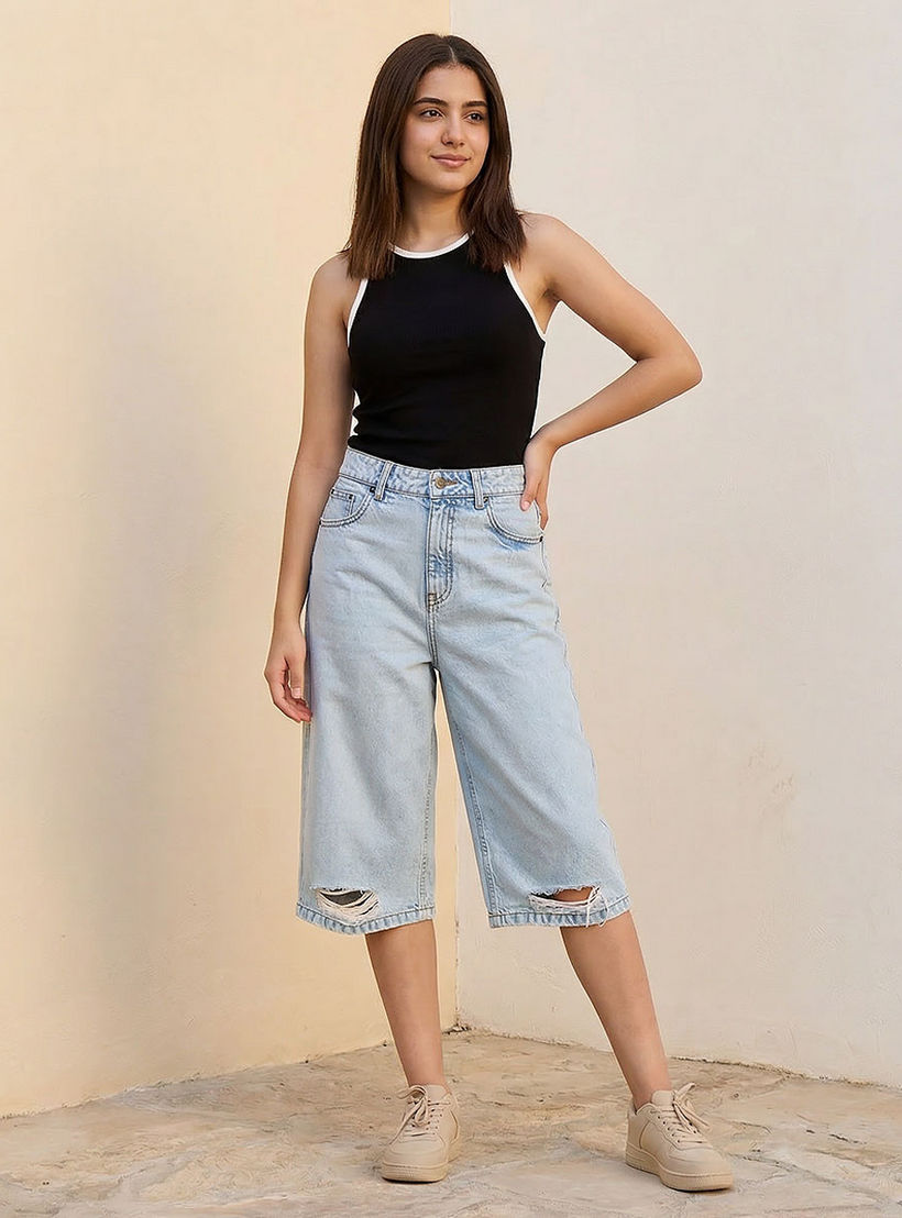 بنطلون كابري بتصميم عتيق وخصر عالي من لي كوبر-women-clothing-bottoms-jeans-image-3