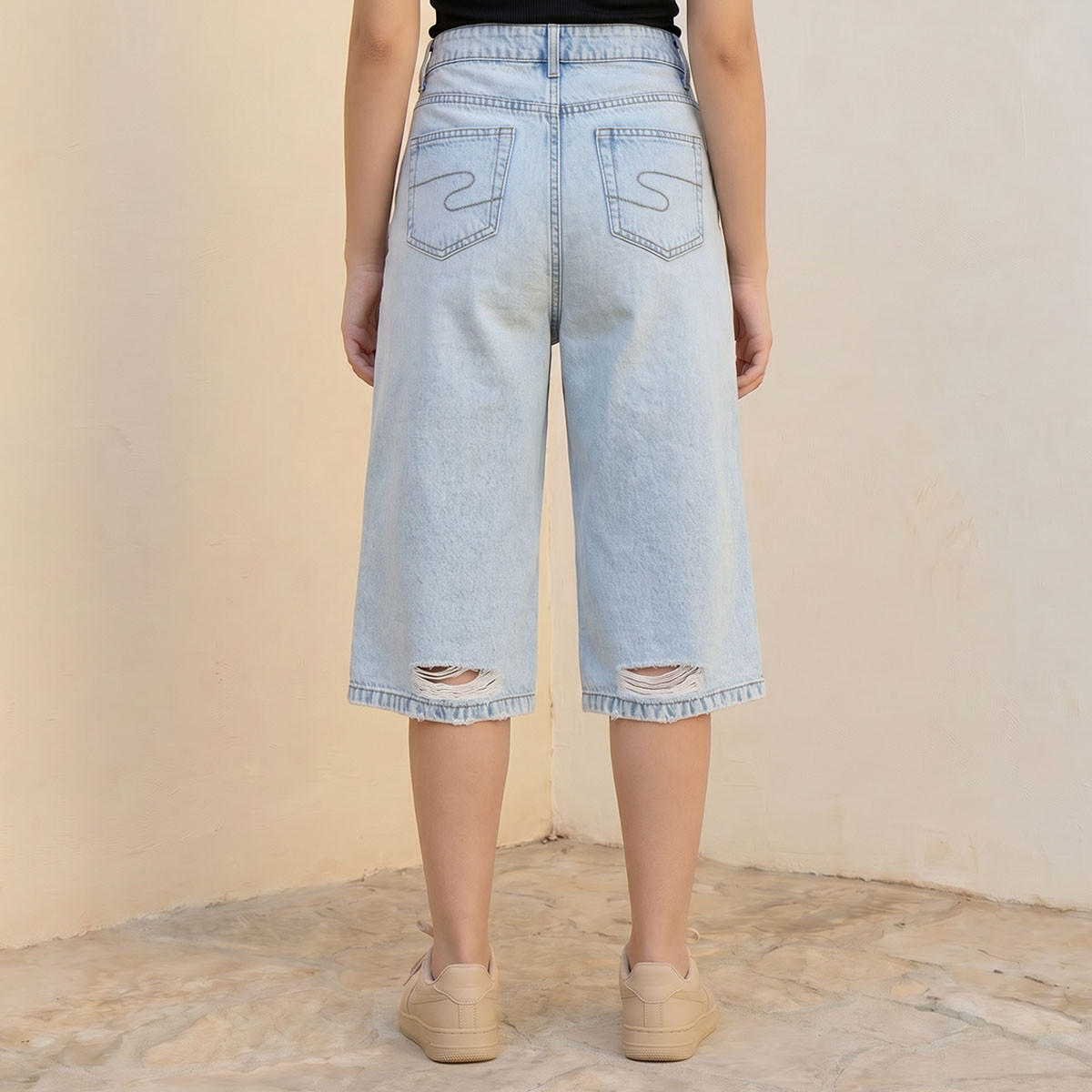 بنطلون كابري بتصميم عتيق وخصر عالي من لي كوبر-women-clothing-bottoms-jeans-image-4