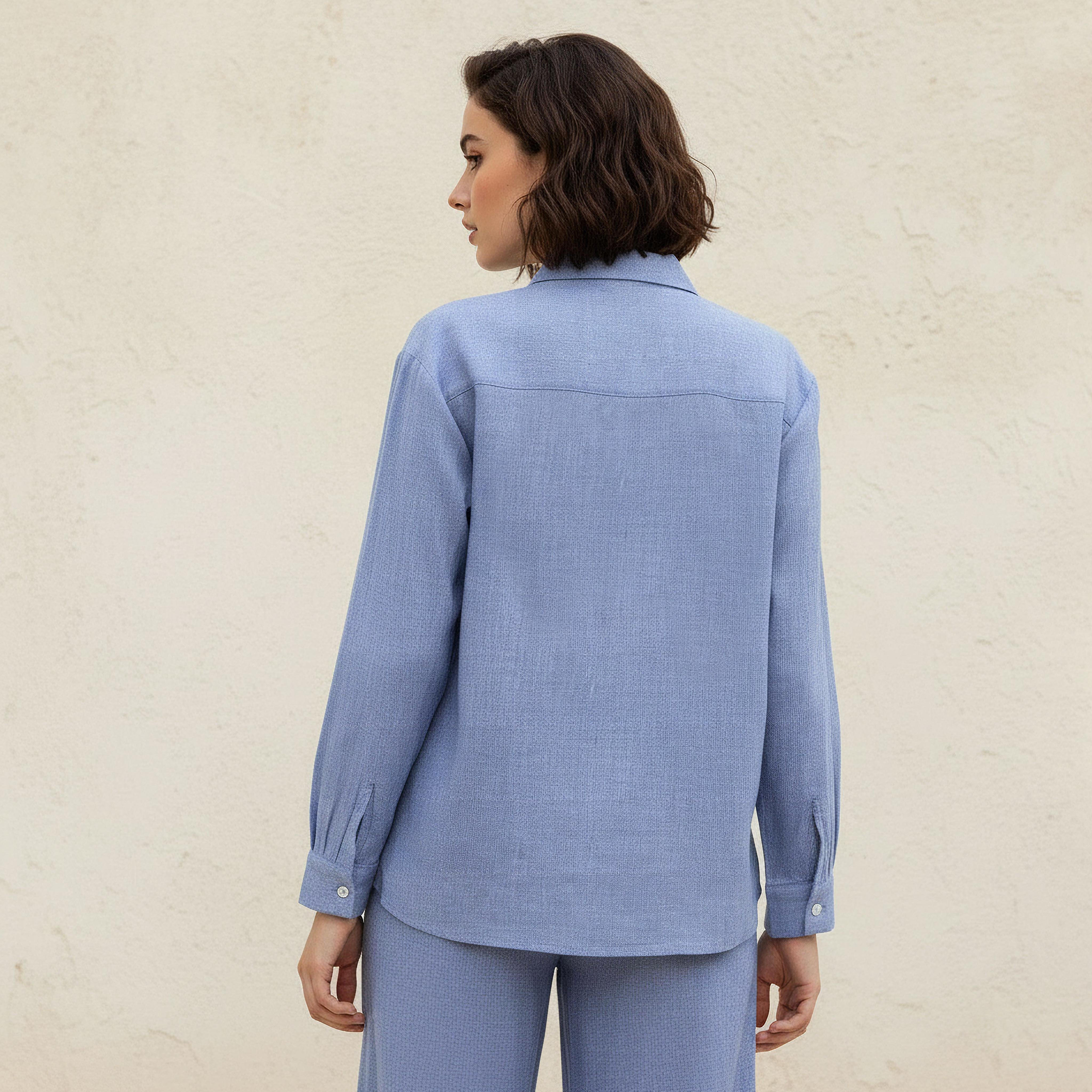 Lee Cooper Chambray Cotton Shirt with Embroidered Detail-women-clothing-shirtsandblouses-shirts-image-4