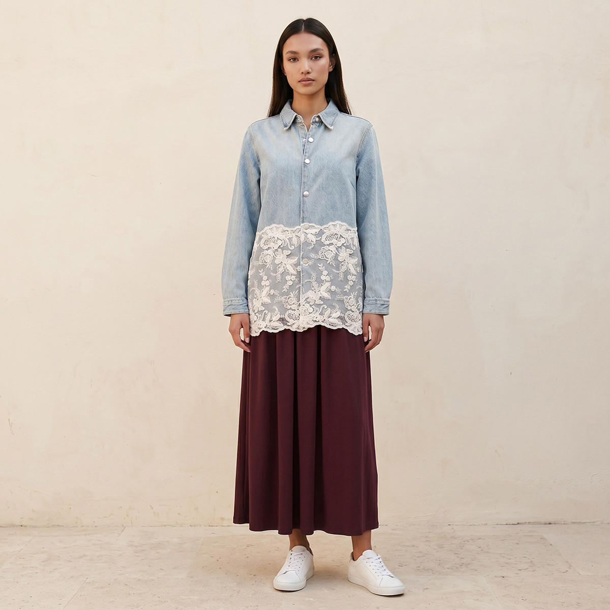 شجاكيت قميص قطن بقصة عادية ولوح دانتيل من لي كوبر-women-winterwear-coatsandjackets-jackets-image-5
