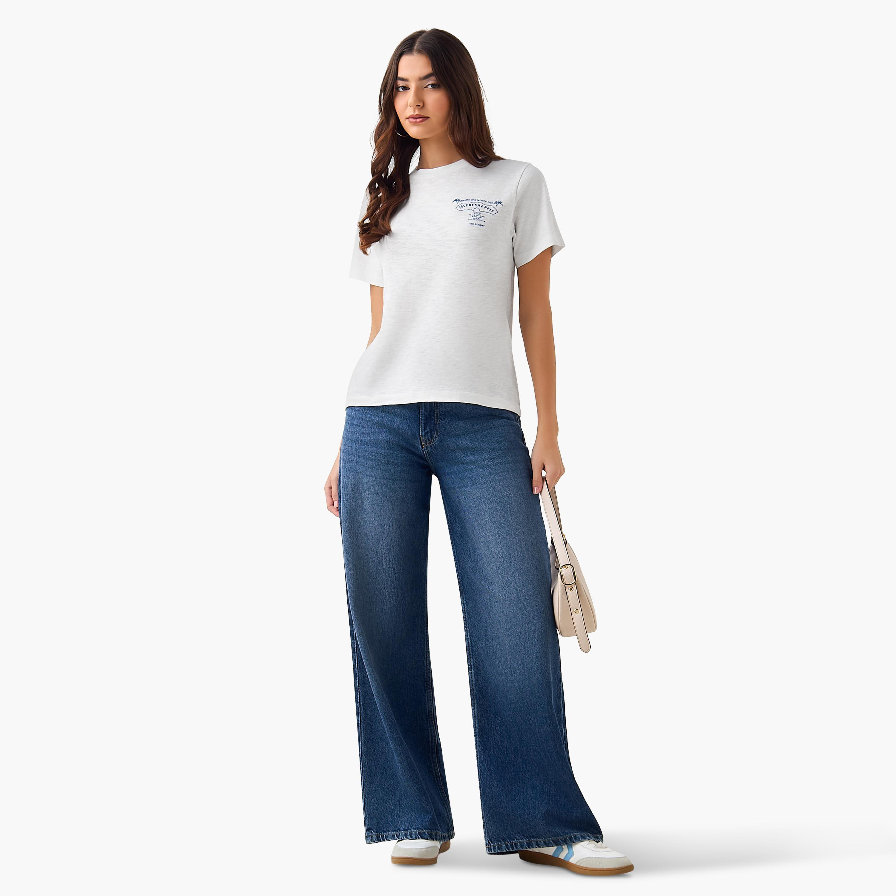 Lee Cooper Cotton T-shirt with Slogan Embroidery-women-clothing-tshirts-image-6