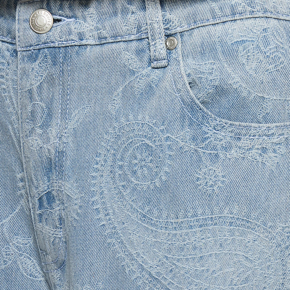 بنطلون جينز واسع الساقين بخصر مرتفع وتفاصيل جاكار من لي كوبر-women-clothing-bottoms-jeans-image-2