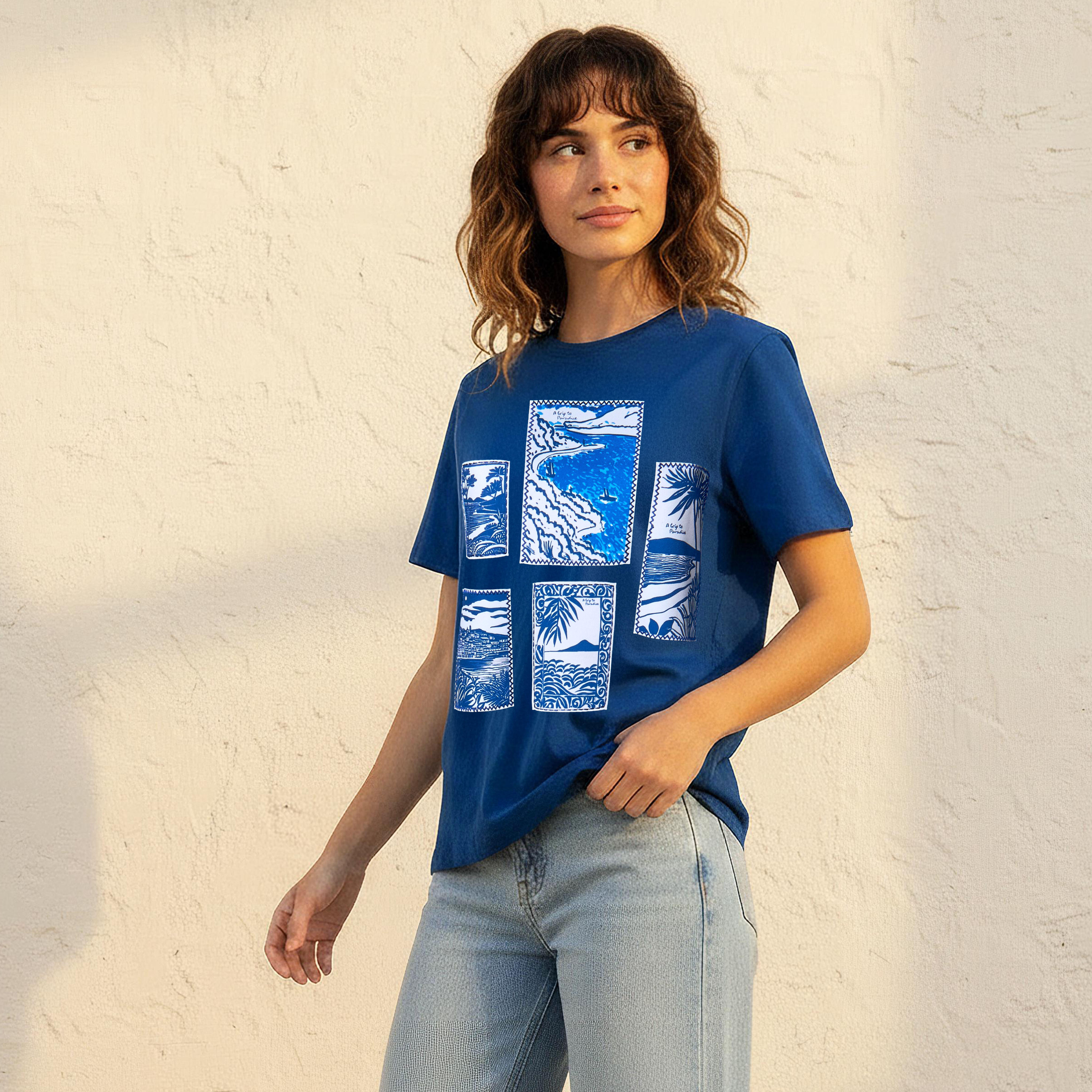 Lee Cooper Regular Fit Cotton T-shirt with Graphic Print-women-clothing-tshirts-image-5