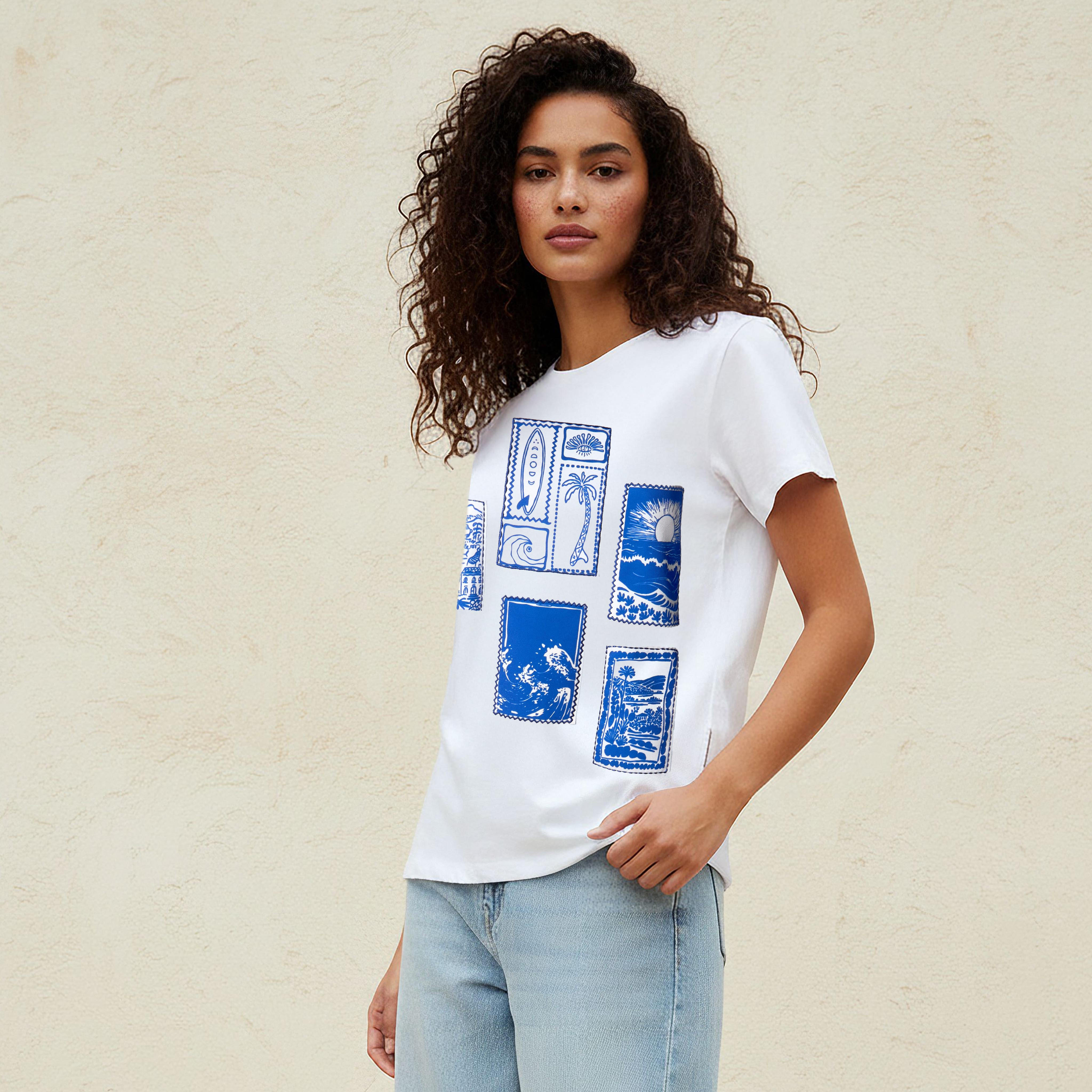 Lee Cooper Regular Fit Cotton T-shirt with Graphic Print-women-clothing-tshirts-image-1