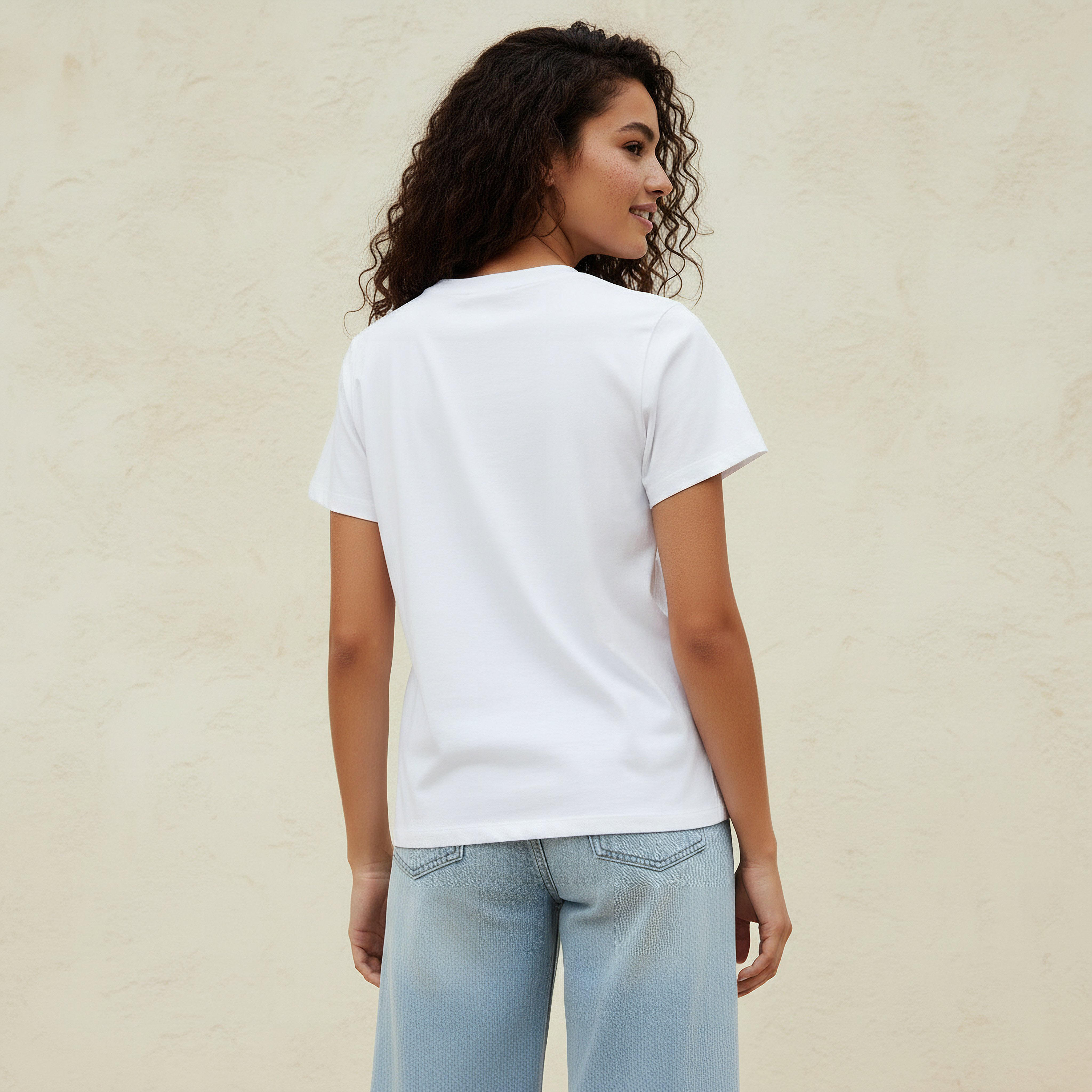 Lee Cooper Regular Fit Cotton T-shirt with Graphic Print-women-clothing-tshirts-image-4
