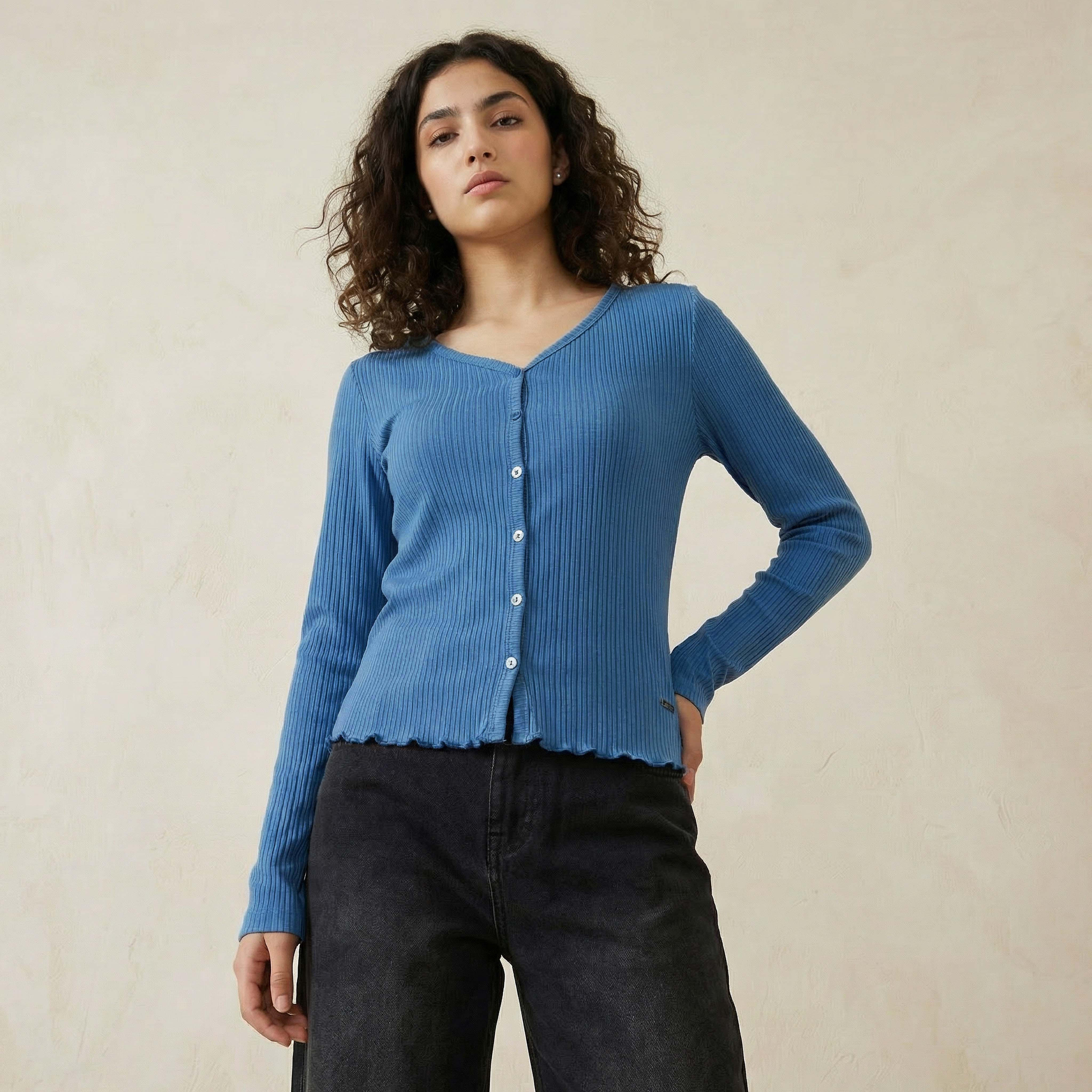 Lee Cooper Cotton Top with Button Front-women-clothing-tshirts-image-1
