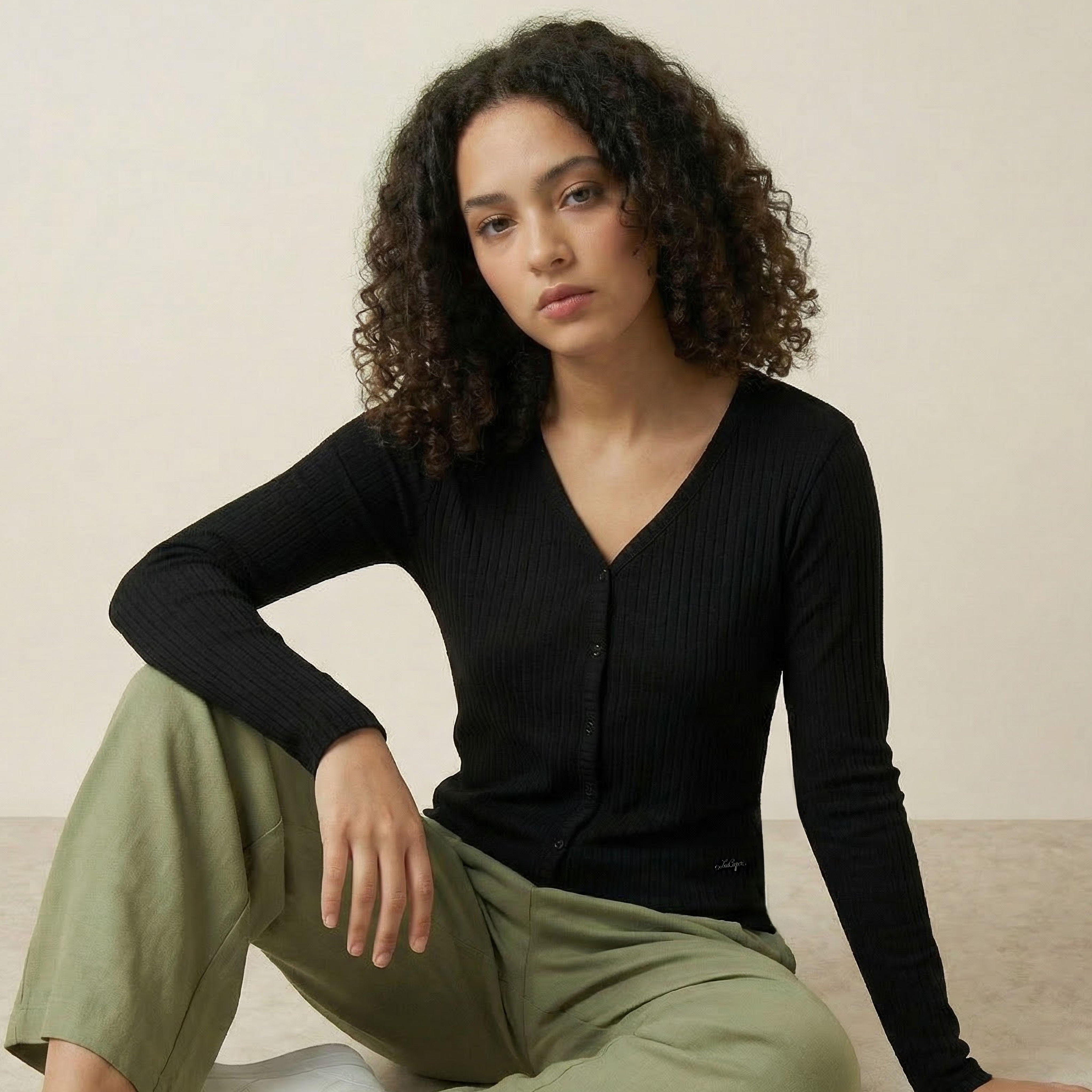 Lee Cooper Cotton Top with Button Front-women-clothing-tshirts-image-1