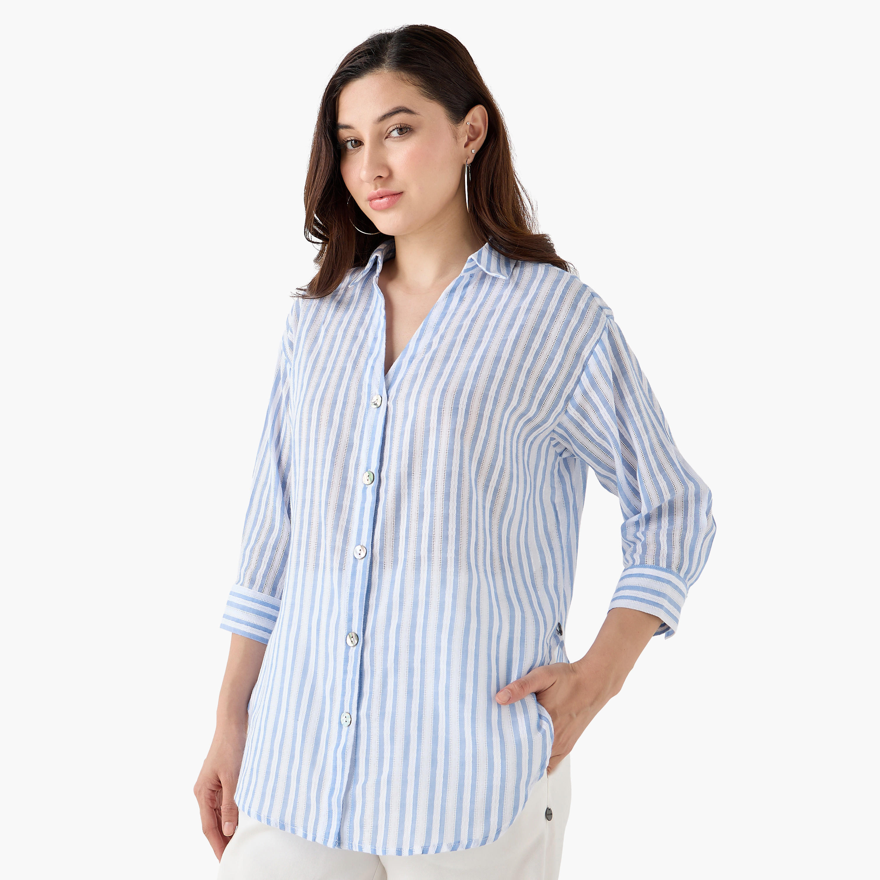 قميص مخطط من لي كوبر-women-clothing-shirtsandblouses-shirts-image-2
