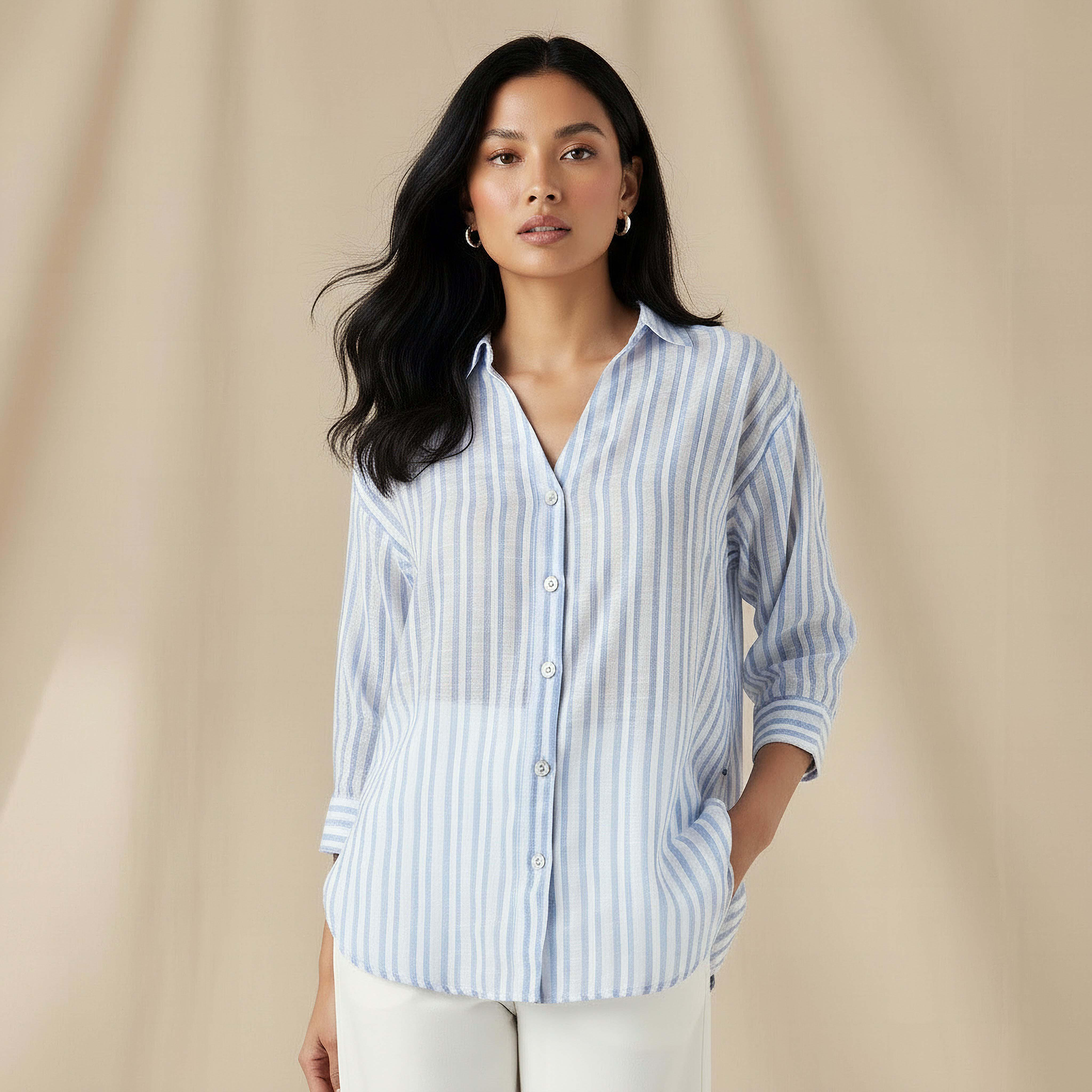 قميص مخطط من لي كوبر-women-clothing-shirtsandblouses-shirts-image-1