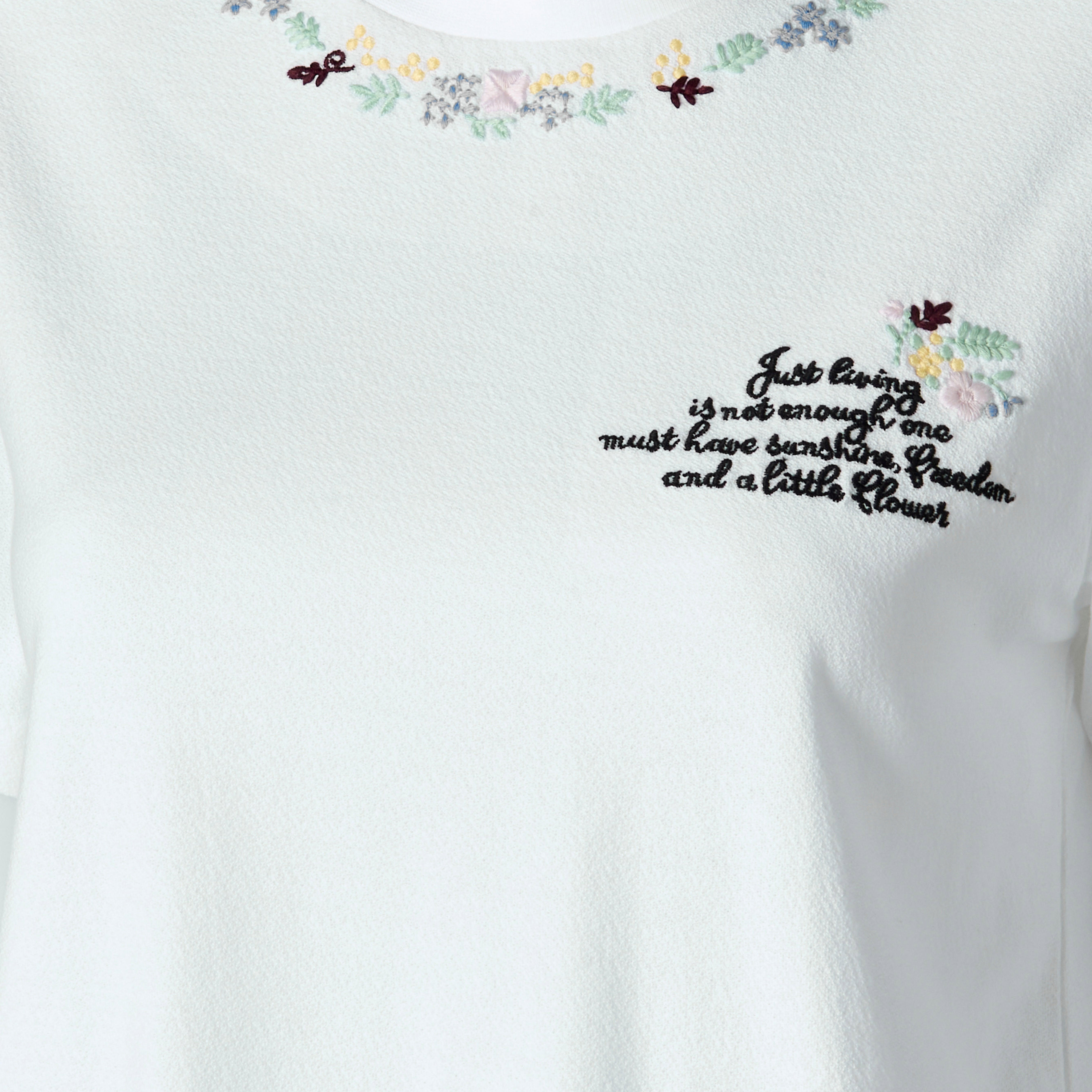 Lee Cooper Cotton T-shirt with Floral Slogan Embroidery-women-clothing-tshirts-image-2
