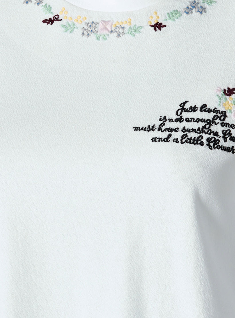 Lee Cooper Cotton T-shirt with Floral Slogan Embroidery-women-clothing-tshirts-image-2