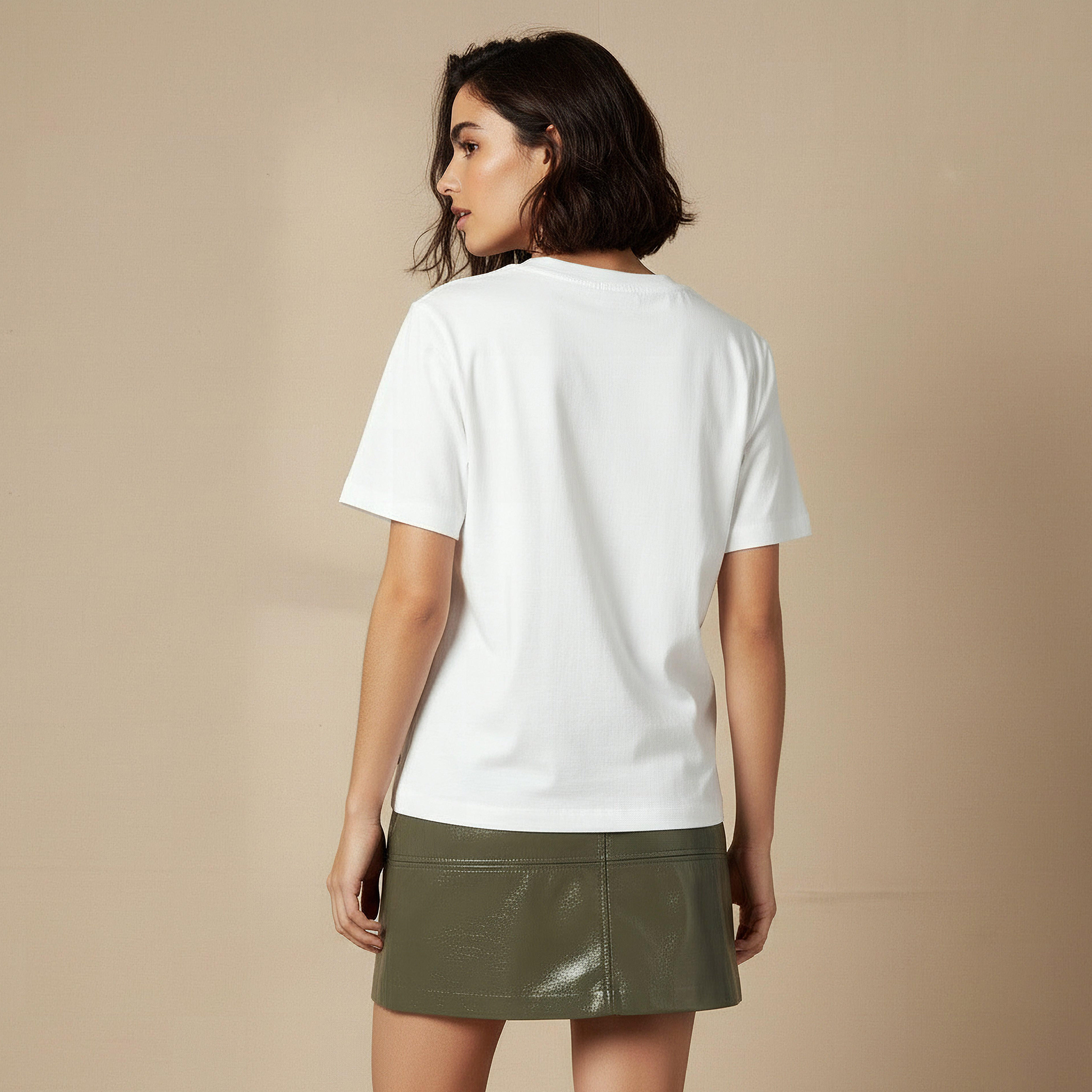 Lee Cooper Cotton T-shirt with Floral Slogan Embroidery-women-clothing-tshirts-image-4