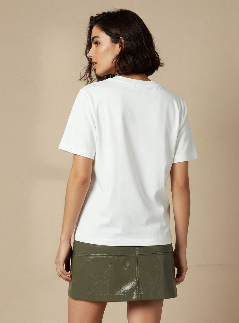 Lee Cooper Cotton T-shirt with Floral Slogan Embroidery-women-clothing-tshirts-image-4