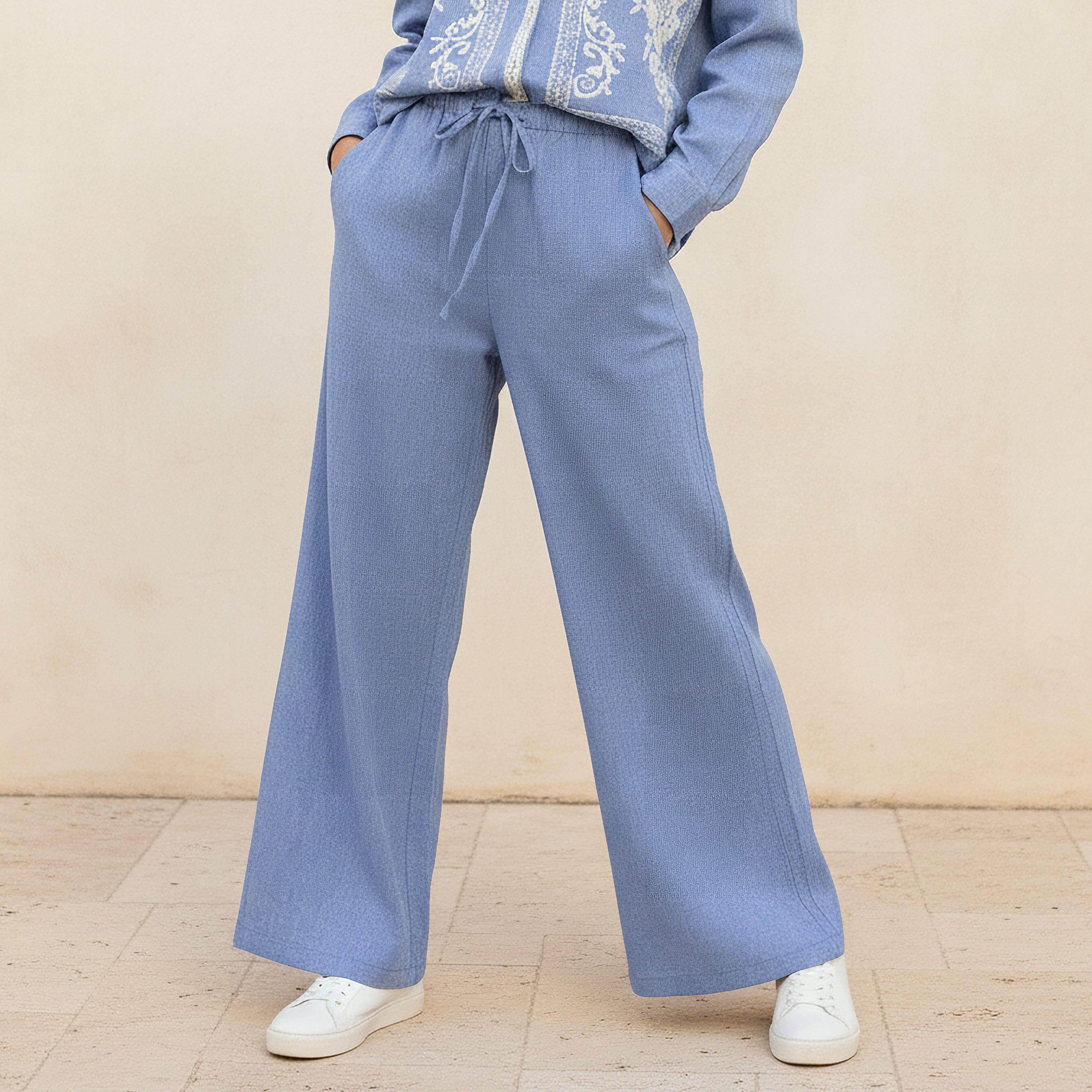 Lee Cooper Mid-Rise Pull-On Pants Chambray-women-clothing-bottoms-trousers-image-1