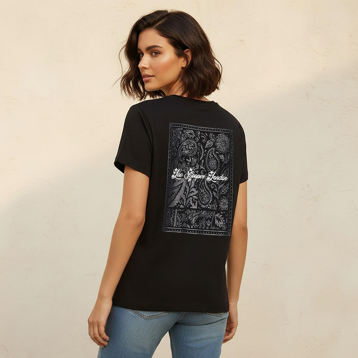 Lee Cooper Relaxed Fit Cotton T-shirt with Print-women-clothing-tshirts-image-4