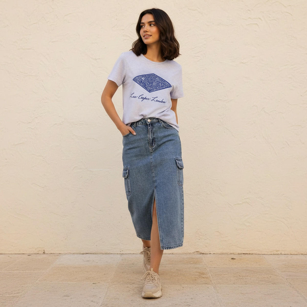 Lee Cooper Relaxed Fit Cotton T-shirt with Print-women-clothing-tshirts-image-3