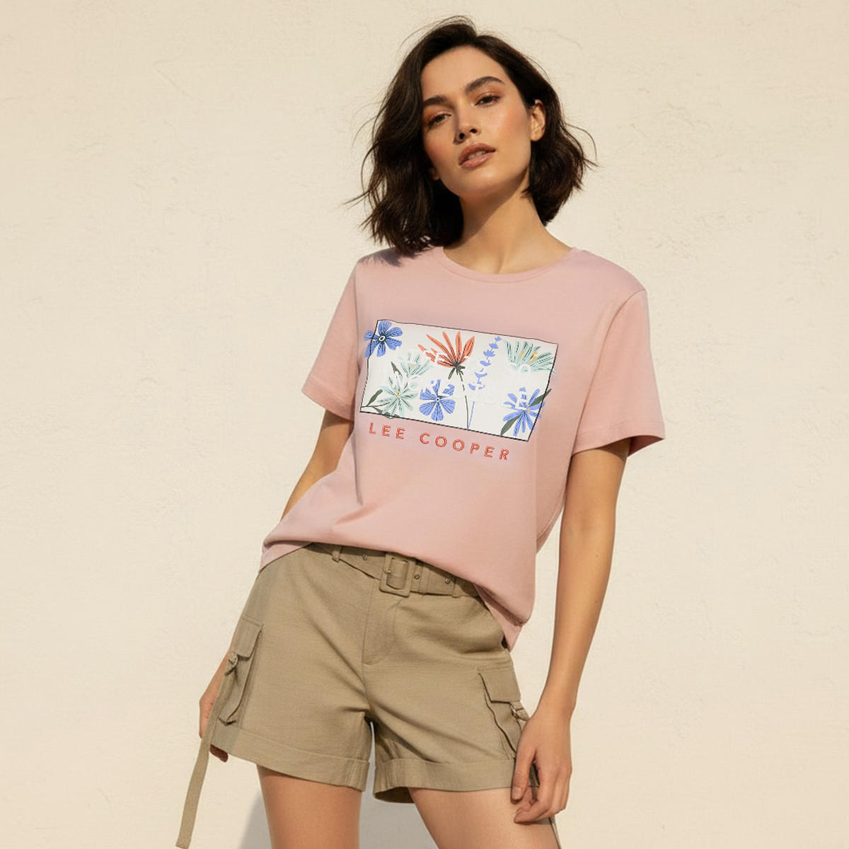 Lee Cooper Relaxed Fit Cotton T-shirt with Print-women-clothing-tshirts-image-1