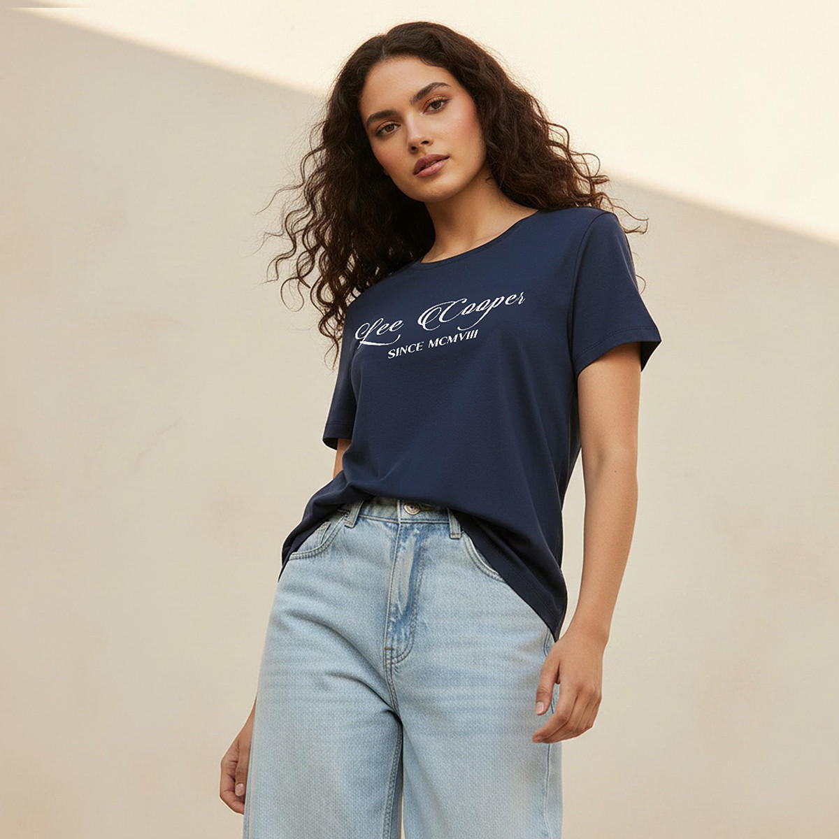 Lee Cooper Relaxed Fit Cotton T-shirt with Print-women-clothing-tshirts-image-1