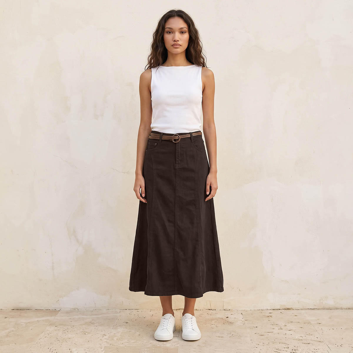 تنورة إيه لاين ميدي بحزام من لي كوبر-women-clothing-bottoms-skirts-image-3