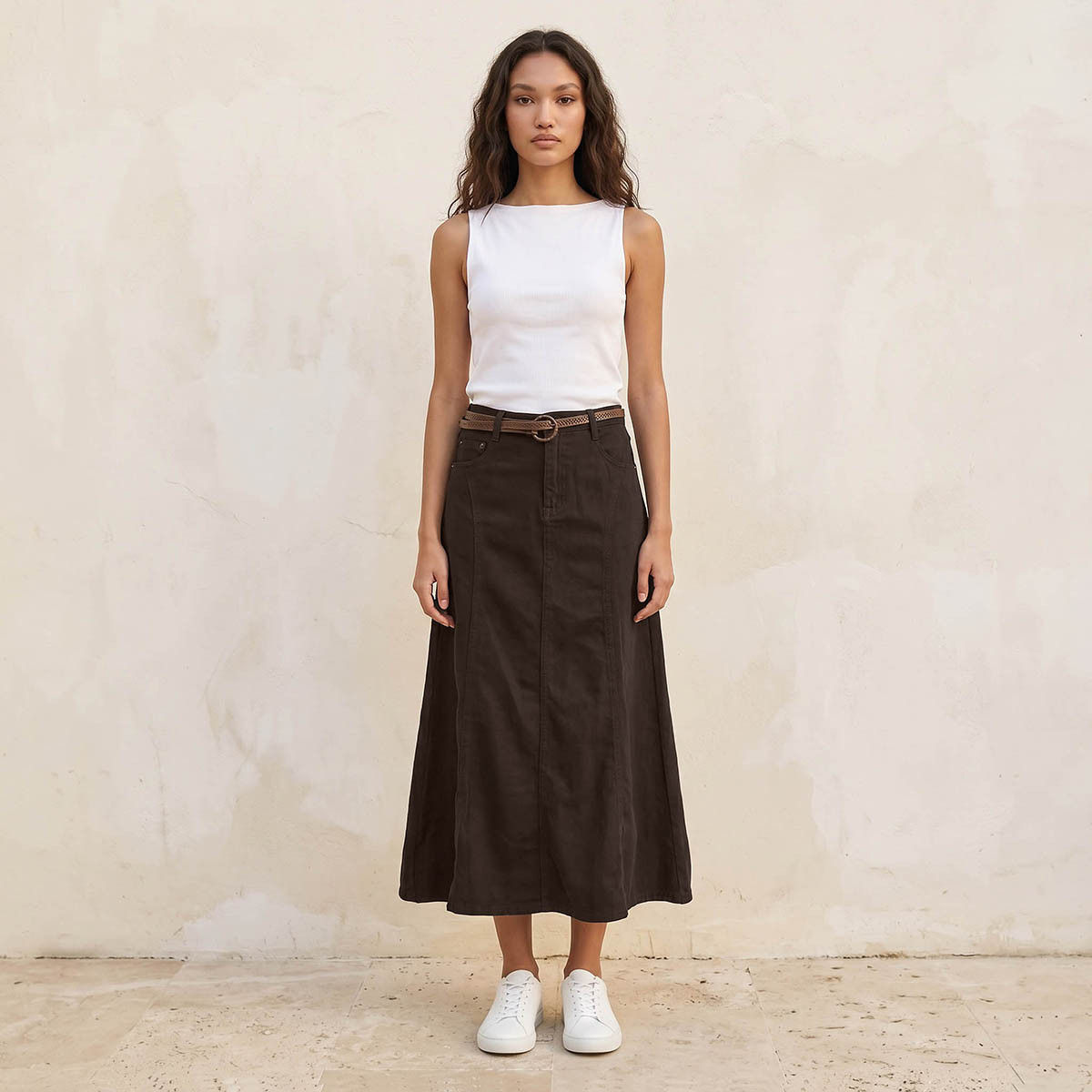 Lee Cooper Midi A-line Belted Skirt-women-clothing-skirts-image-3
