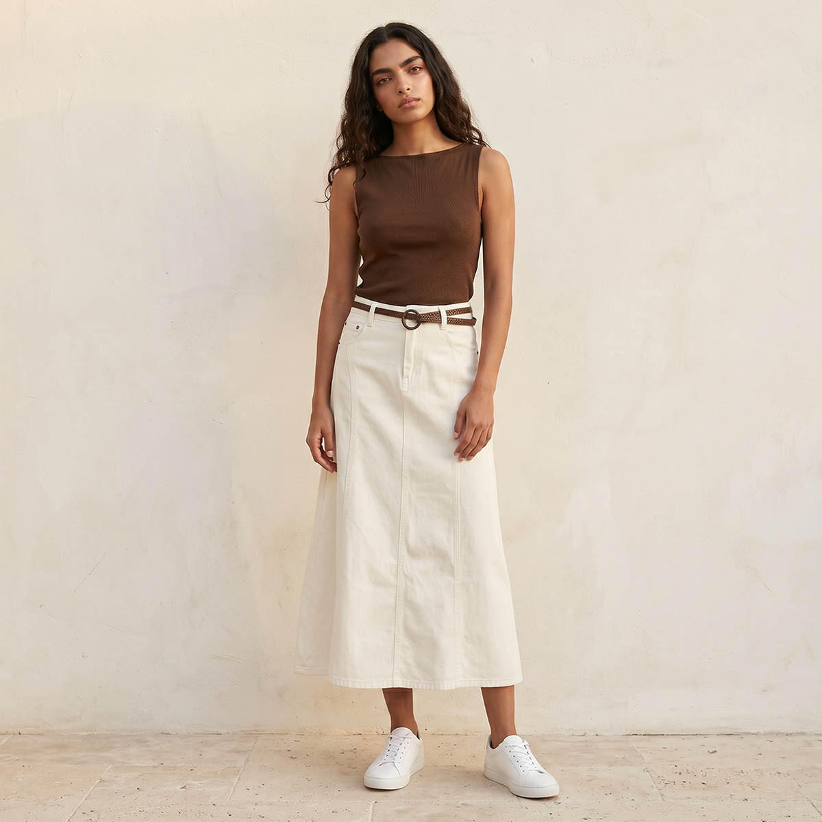 Lee Cooper Midi A-line Belted Skirt-women-clothing-skirts-image-3