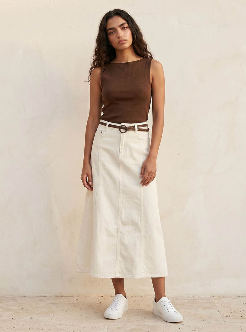 Lee Cooper Midi A-line Belted Skirt-women-clothing-skirts-image-3