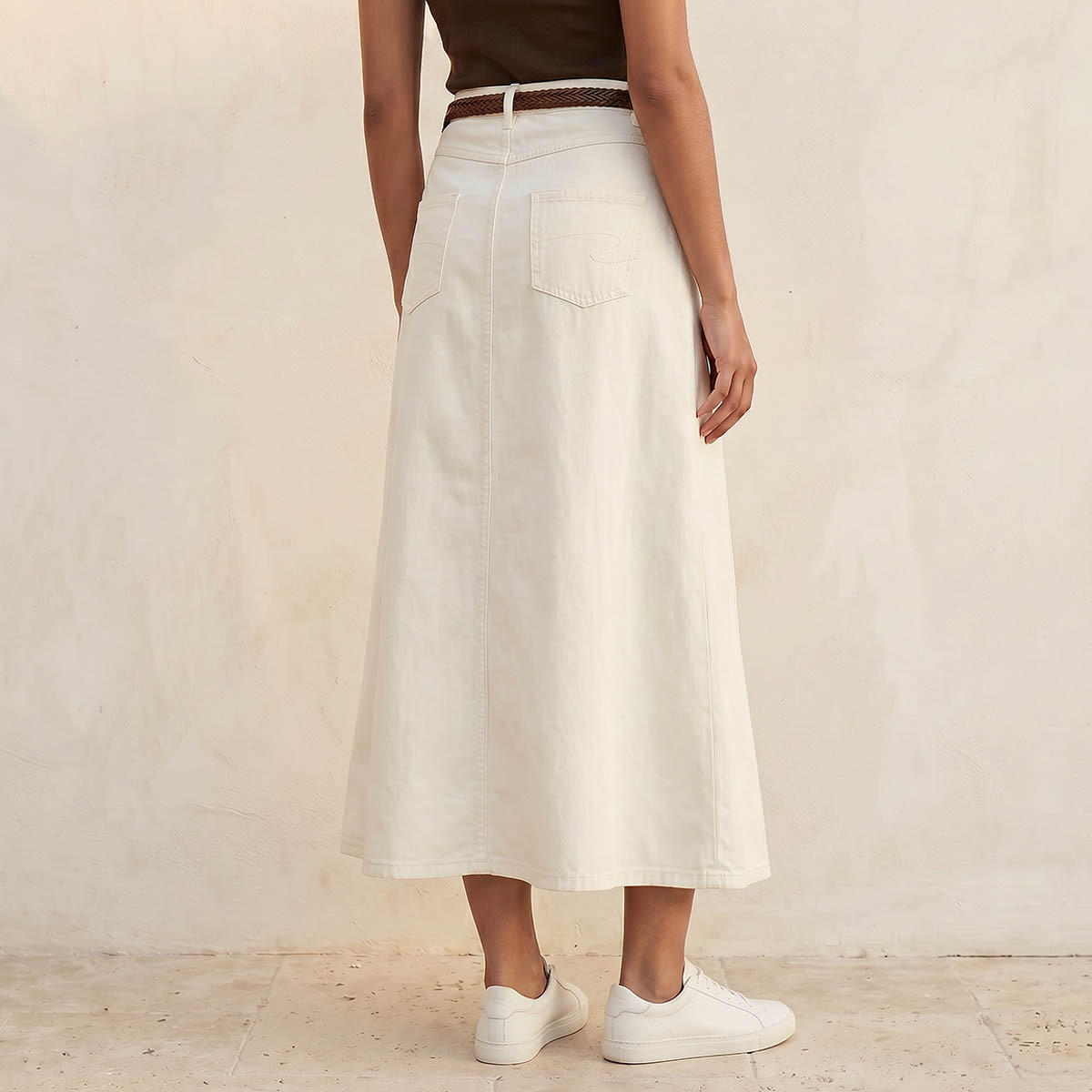 Lee Cooper Midi A-line Belted Skirt-women-clothing-skirts-image-4