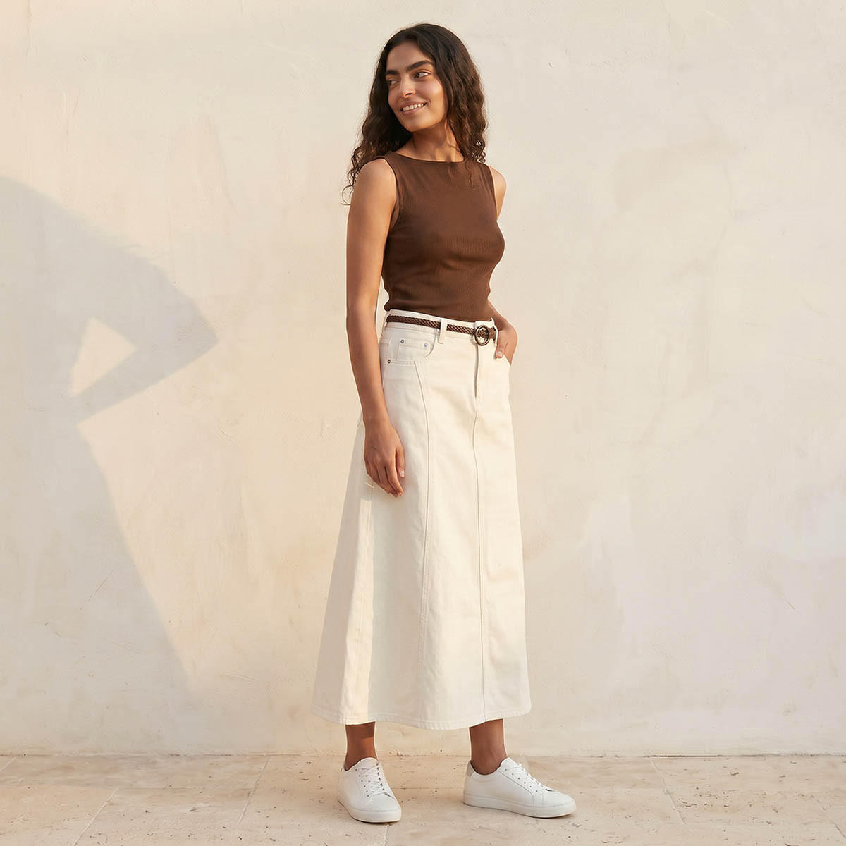 Lee Cooper Midi A-line Belted Skirt-women-clothing-skirts-image-5