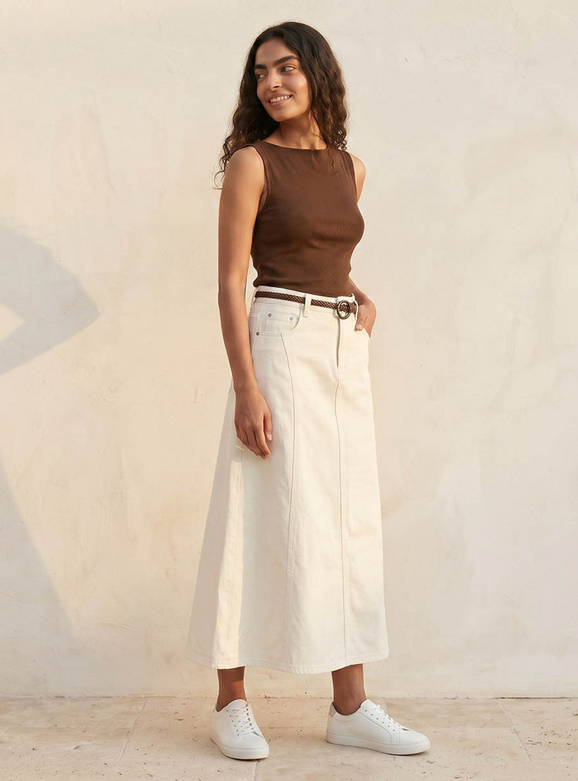 Lee Cooper Midi A-line Belted Skirt-women-clothing-skirts-image-5