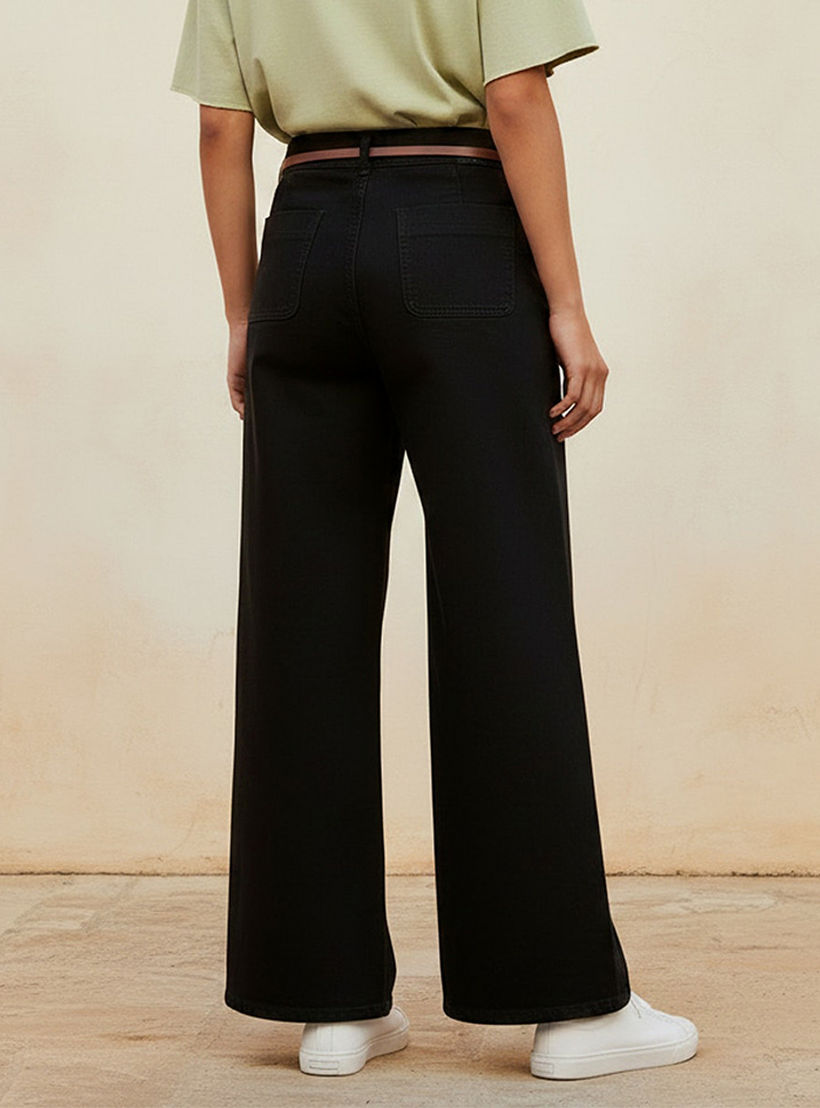 بنطلون جينز قطن واسع الساق مع حزام من لي كوبر-women-clothing-bottoms-jeans-image-4