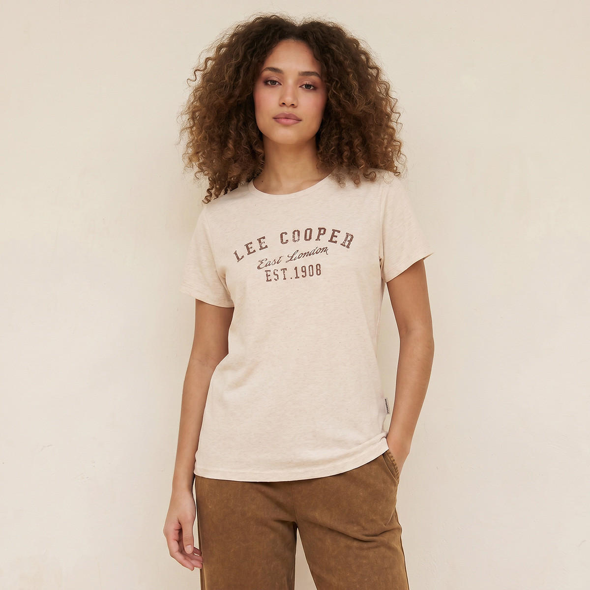 Lee Cooper Relaxed Fit Cotton T-shirt with Logo Print-women-clothing-tshirts-image-1