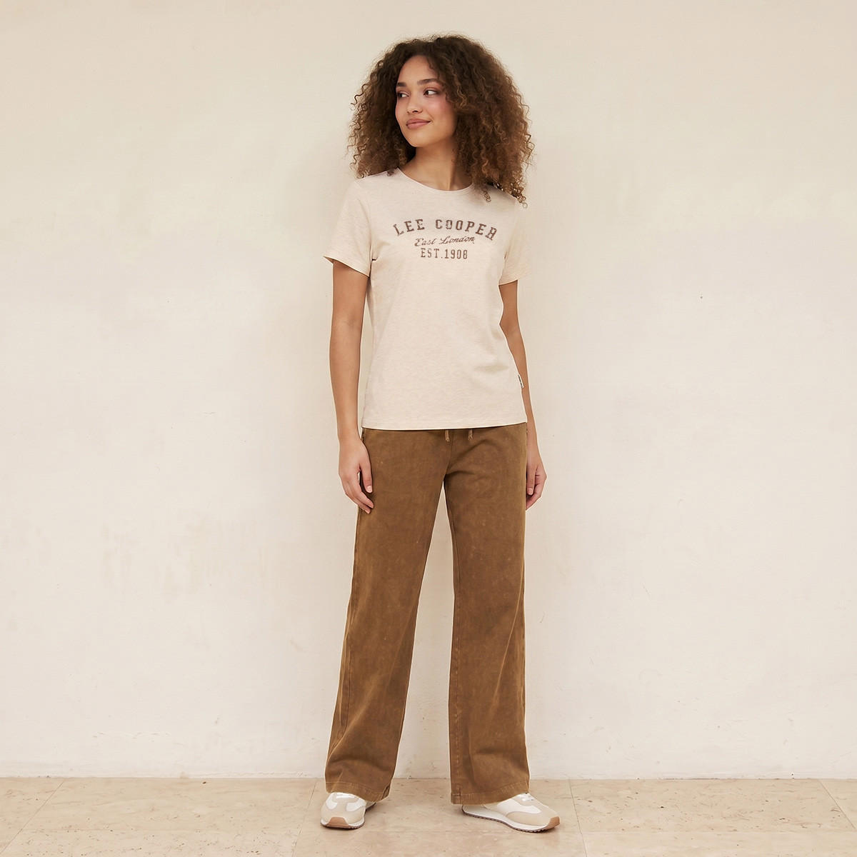 Lee Cooper Relaxed Fit Cotton T-shirt with Logo Print-women-clothing-tshirts-image-3