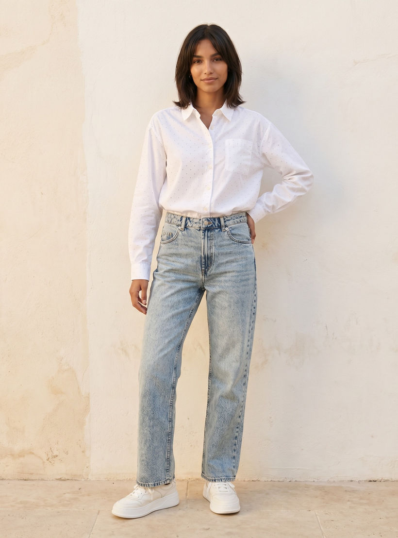 بنطلون جينز قطن بقصة مستقيمة من لي كوبر-women-clothing-bottoms-jeans-image-3