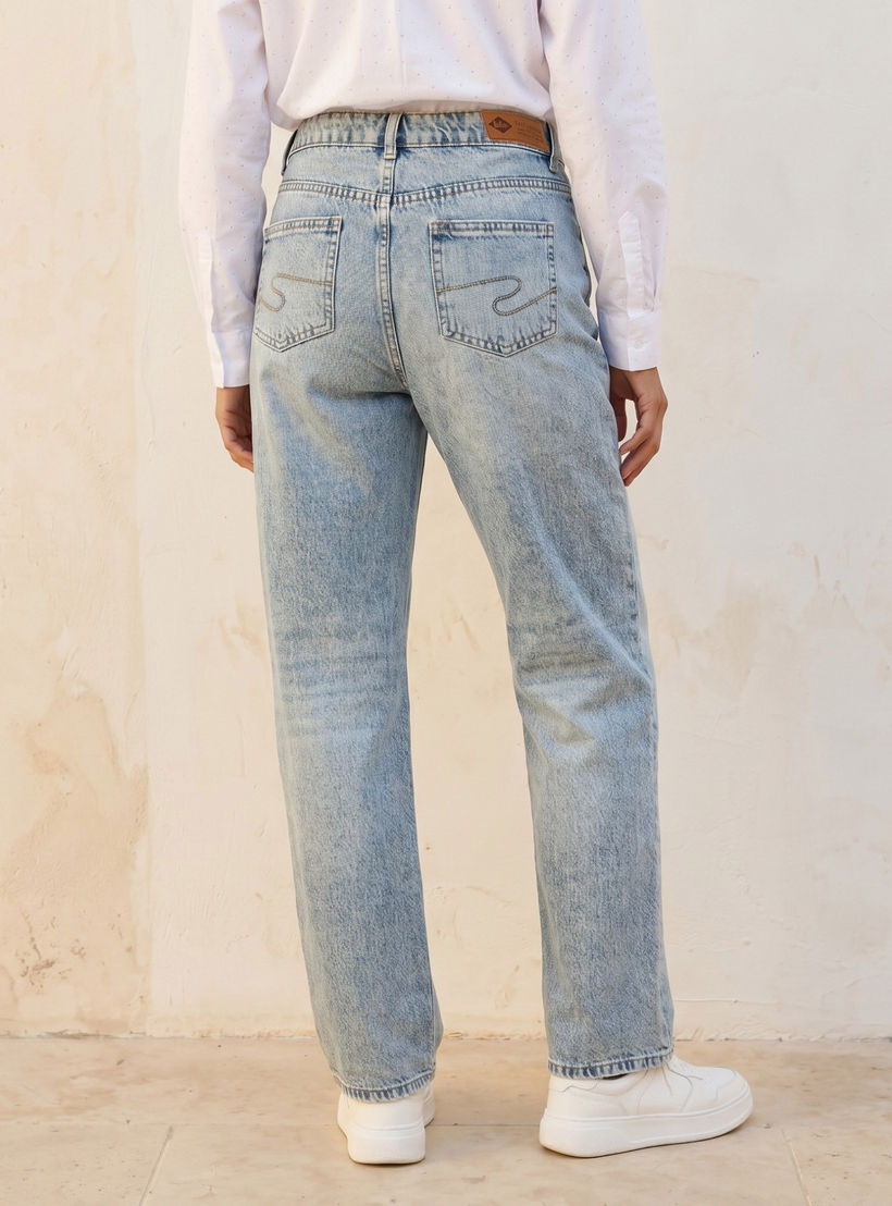 بنطلون جينز قطن بقصة مستقيمة من لي كوبر-women-clothing-bottoms-jeans-image-4