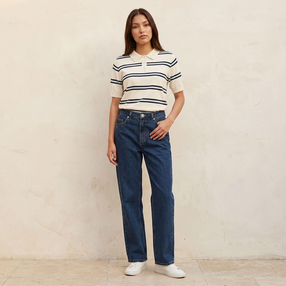 بنطلون جينز قطن بقصة مستقيمة من لي كوبر-women-clothing-bottoms-jeans-image-3